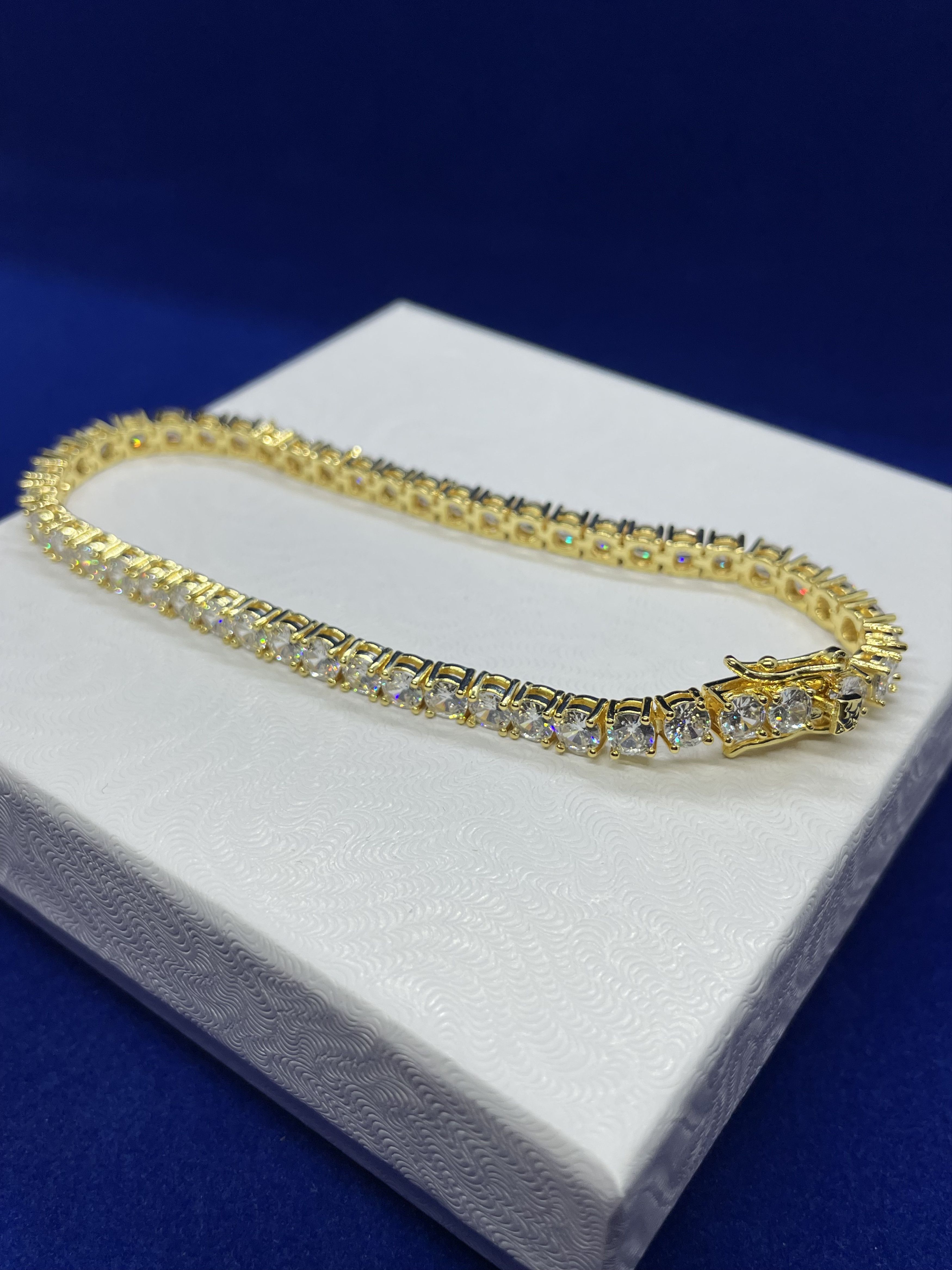 Jewelry 8 Inch 4mm Yellow Gold Tennis Bracelet Lab Diamond Size ONE SIZE - 3 Thumbnail