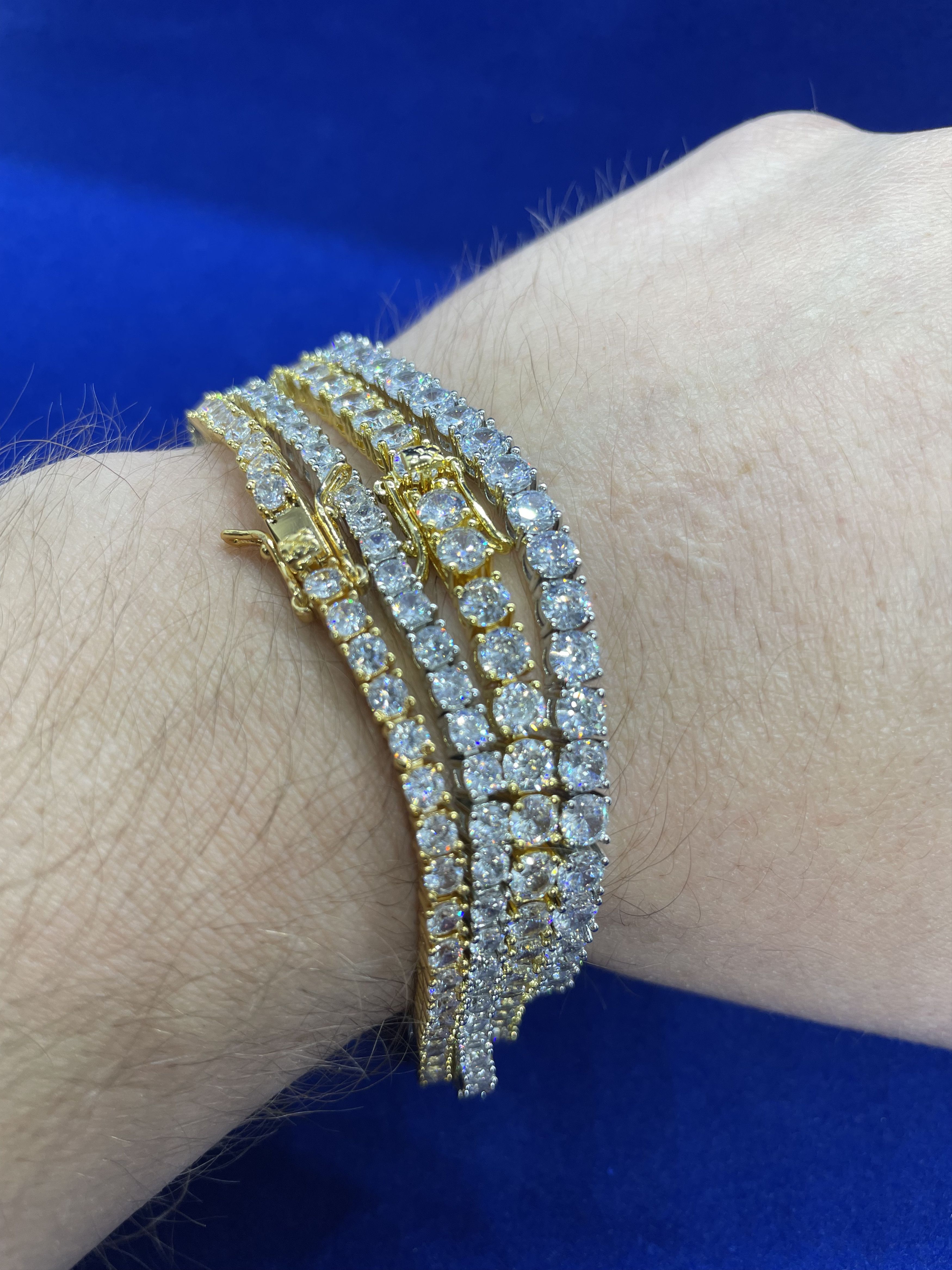 Jewelry 8 Inch 4mm Yellow Gold Tennis Bracelet Lab Diamond Size ONE SIZE - 7 Thumbnail