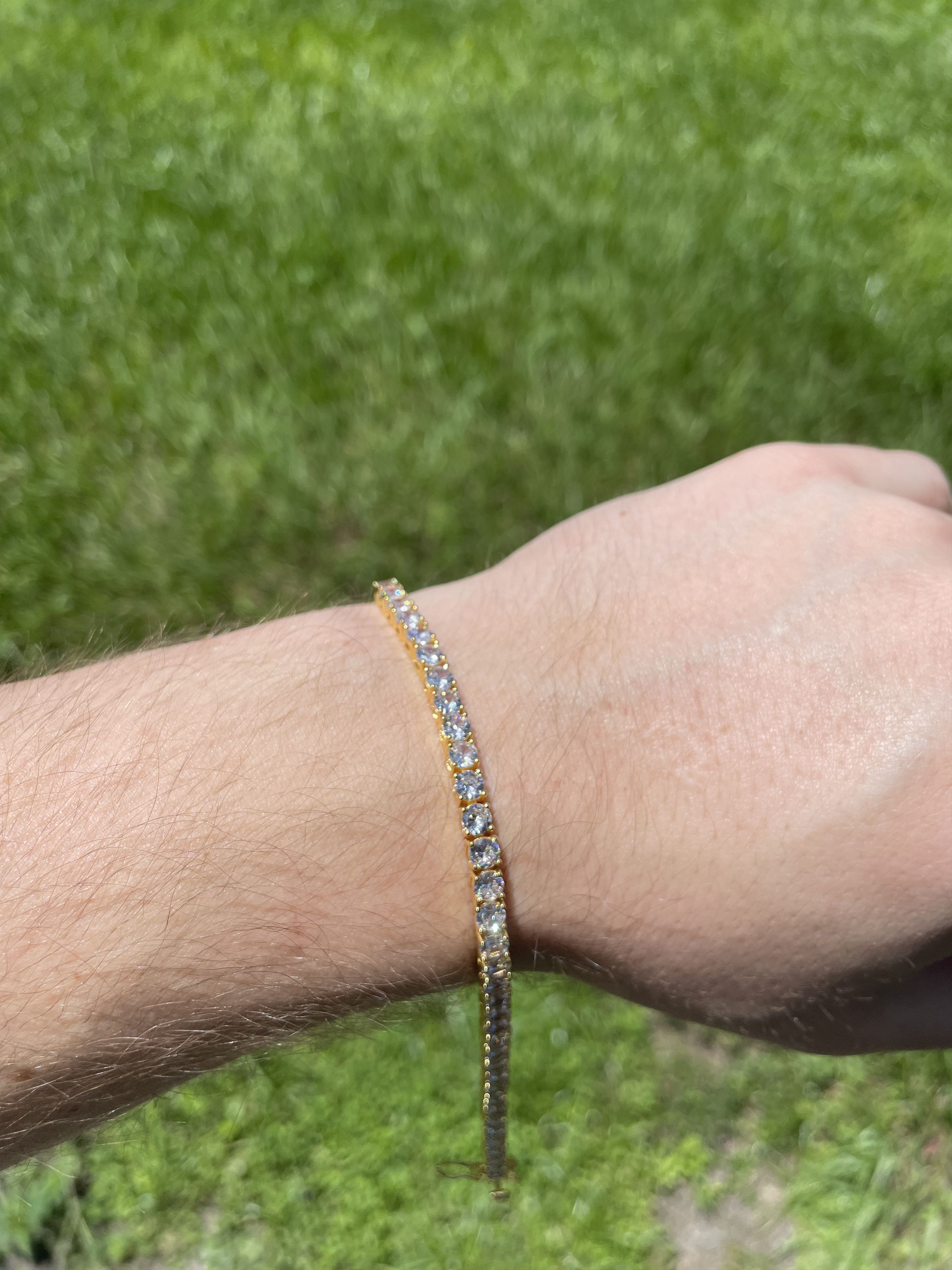 Jewelry 8 Inch 4mm Yellow Gold Tennis Bracelet Lab Diamond Size ONE SIZE - 2 Thumbnail