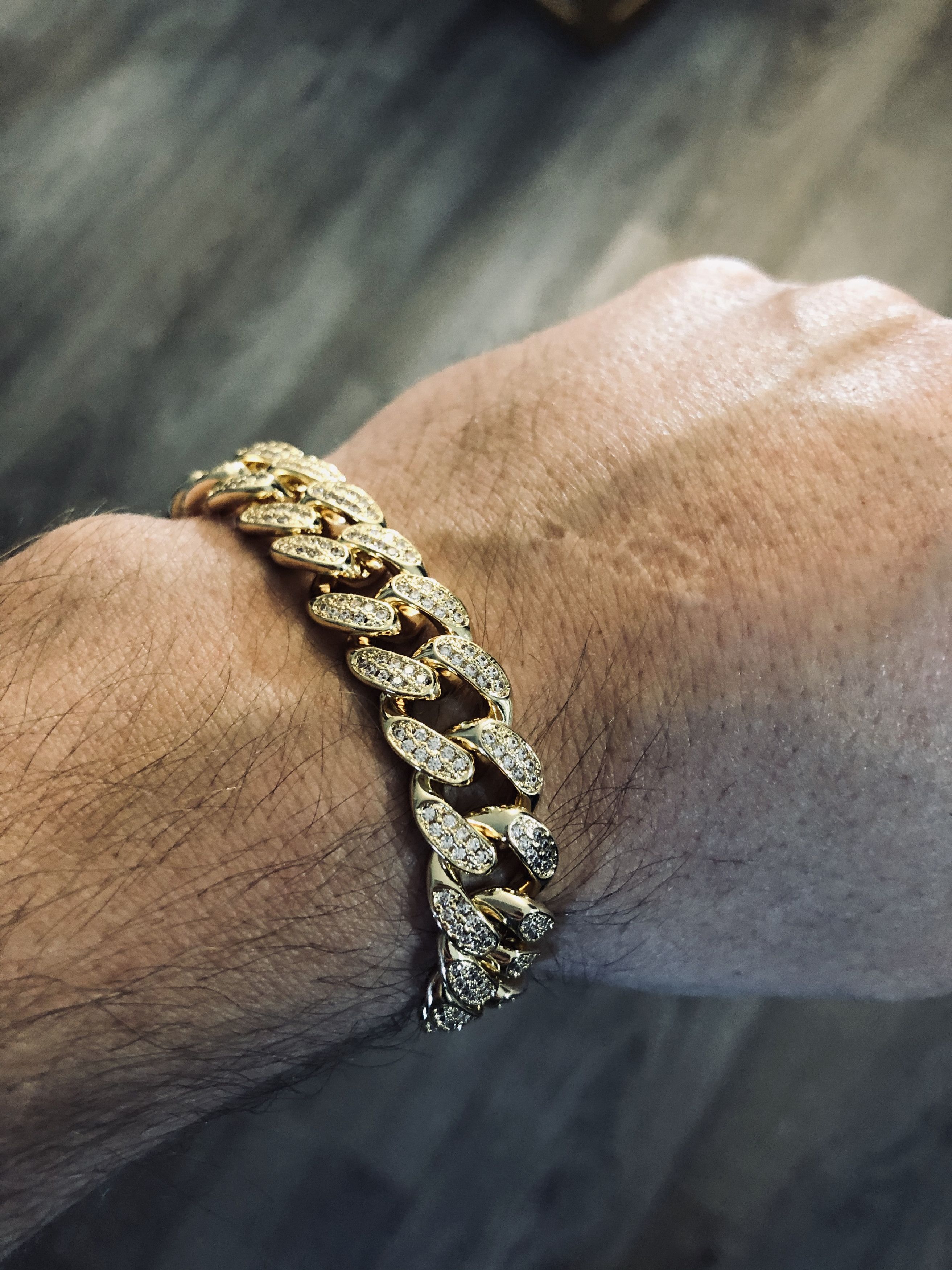 Jewelry 7 inch bracelet 18k YELLOW gold Miami Cuban Link diamond CZ Size ONE SIZE - 1 Thumbnail