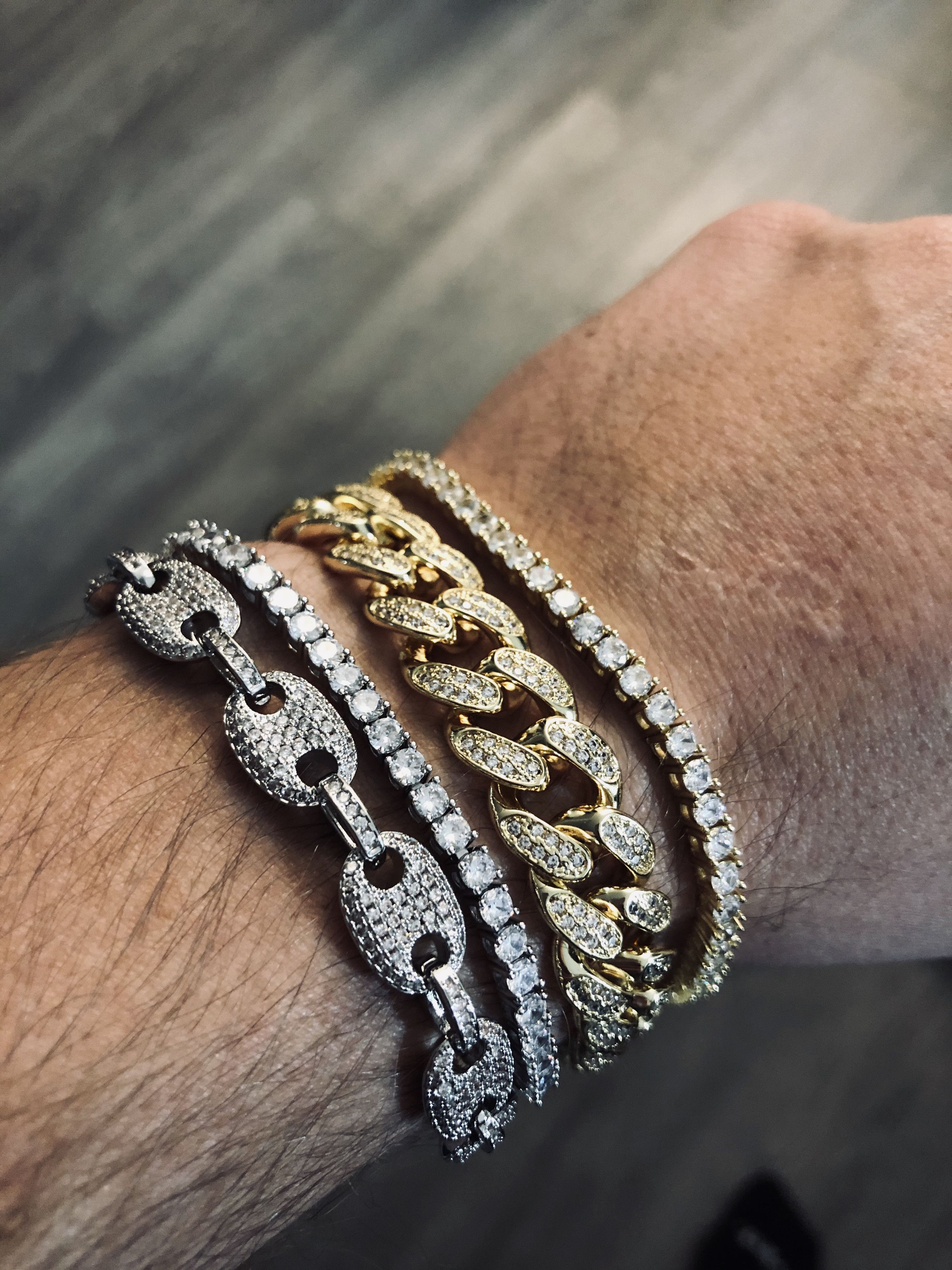 Jewelry 7 inch bracelet 18k YELLOW gold Miami Cuban Link diamond CZ Size ONE SIZE - 5 Thumbnail