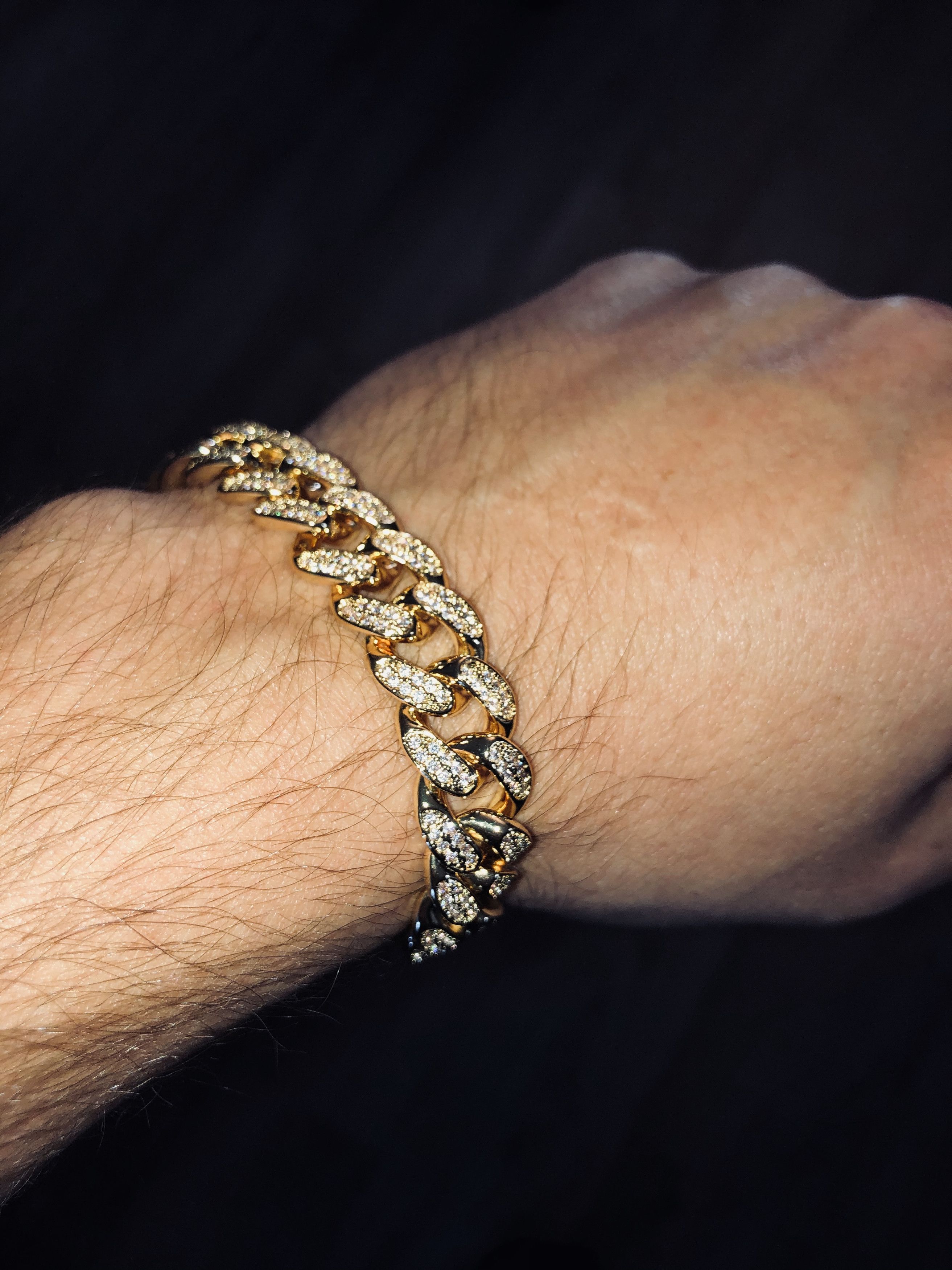 Jewelry 7 inch bracelet 18k YELLOW gold Miami Cuban Link diamond CZ Size ONE SIZE - 2 Thumbnail