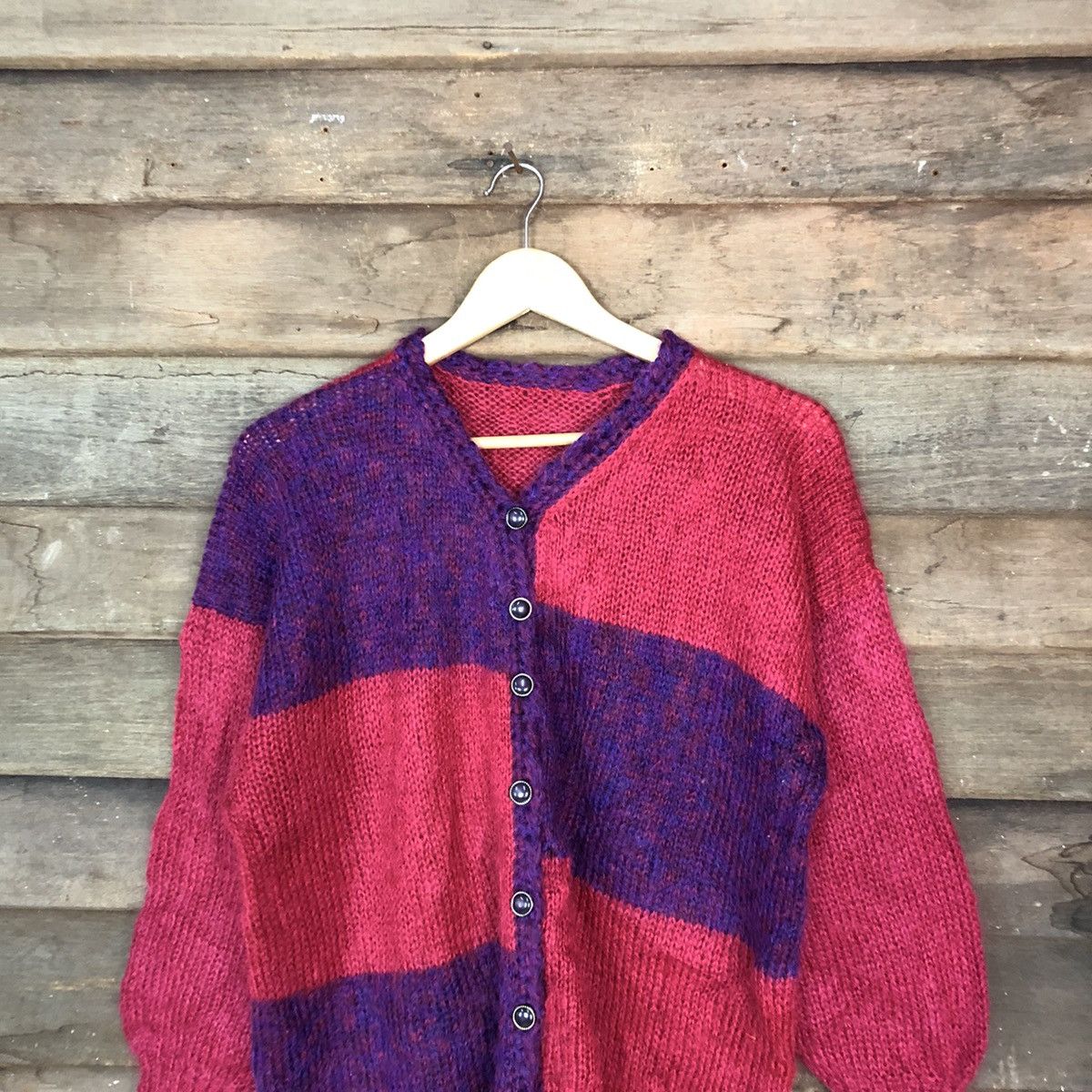 Vintage Japanese Brand Pink Mohair Patterned Cardigans #H260 Size US M / EU 48-50 / 2 - 2 Thumbnail