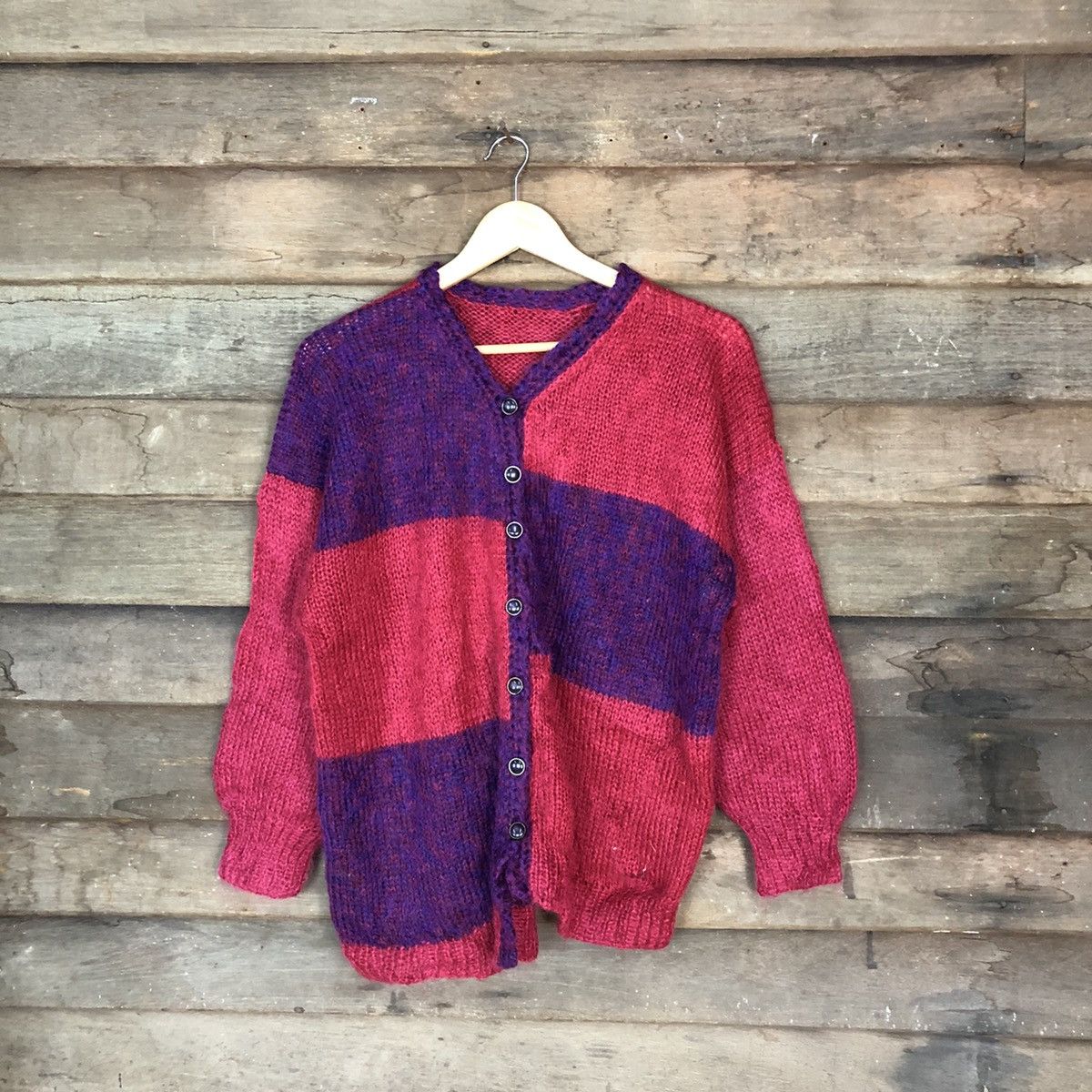 Vintage Japanese Brand Pink Mohair Patterned Cardigans #H260 Size US M / EU 48-50 / 2 - 1 Thumbnail