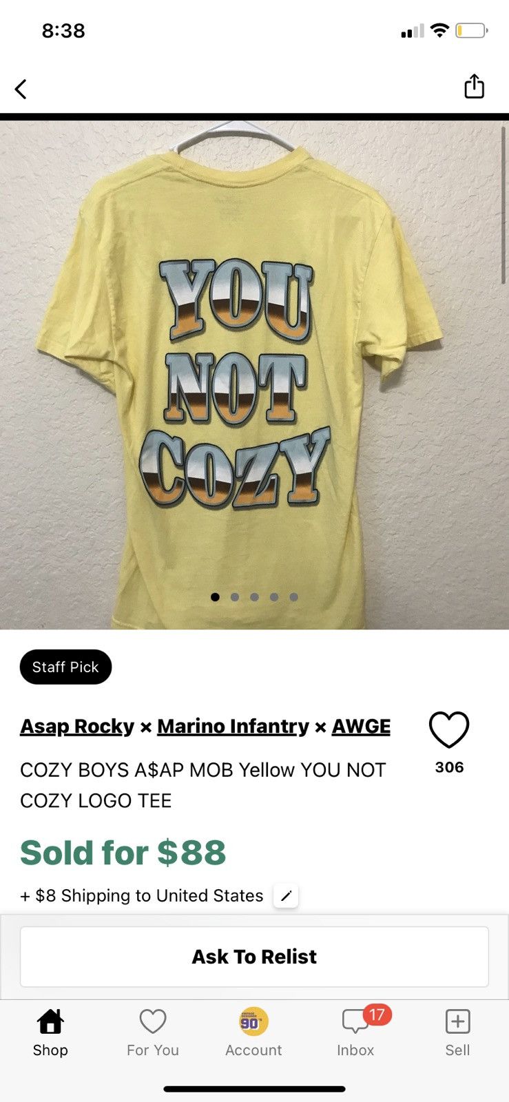 A$AP Rocky × AWGE × Marino Infantry NEW Cozy World Asap Mob You Not Cozy Merch Tee Size US XXL / EU 58 / 5 - 7 Thumbnail