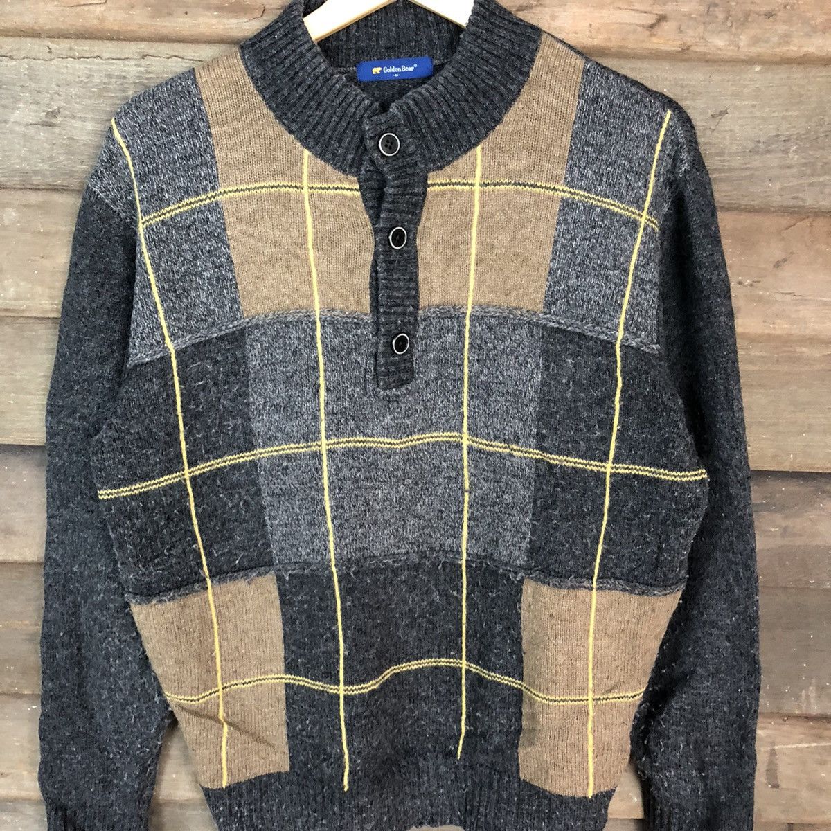 Golden Bear Golden Bear checkered distressed sweatshirt Knitwear #6815 Size US M / EU 48-50 / 2 - 6 Thumbnail