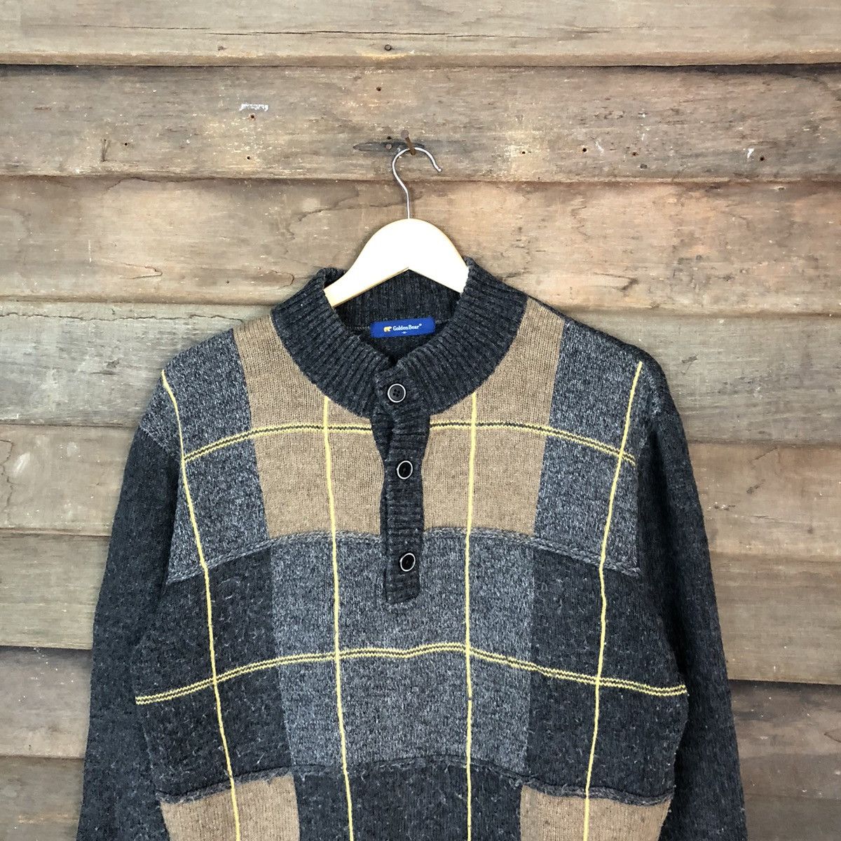 Golden Bear Golden Bear checkered distressed sweatshirt Knitwear #6815 Size US M / EU 48-50 / 2 - 2 Thumbnail