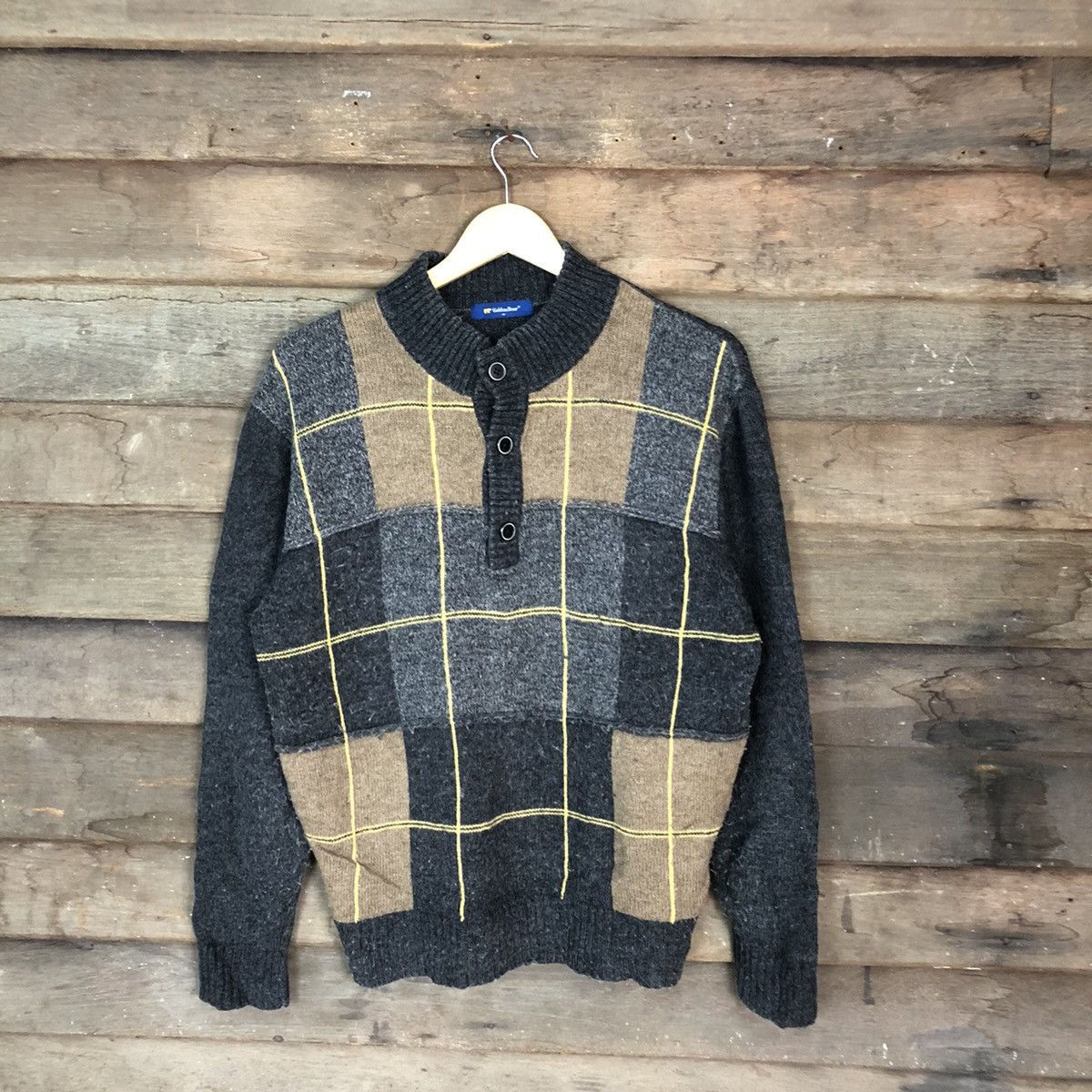 Golden Bear Golden Bear checkered distressed sweatshirt Knitwear #6815 Size US M / EU 48-50 / 2 - 1 Thumbnail