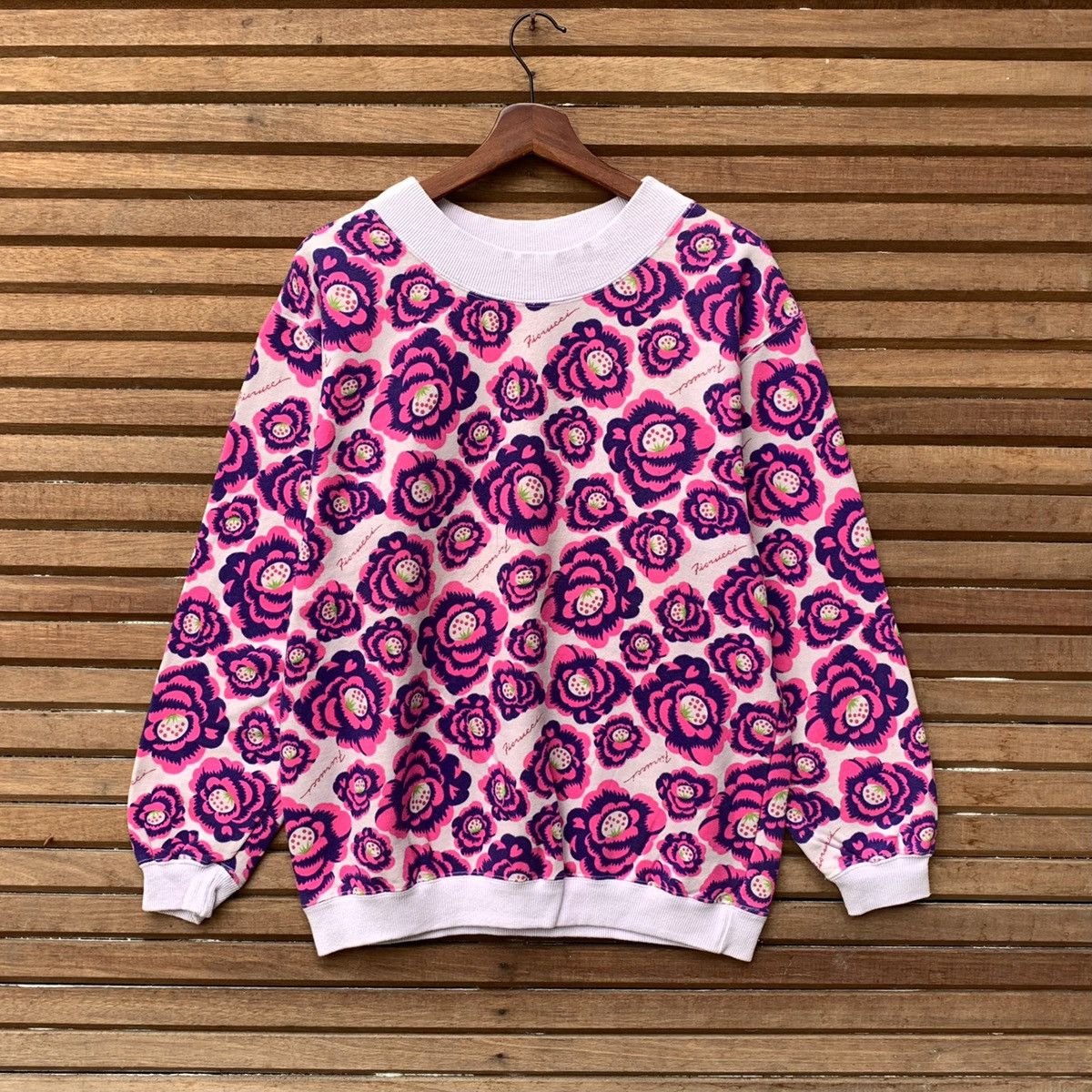 Fiorucci VINTAGE FIORUCCI FLORAL OVERPRINT CREWNECK SWEATSHIRT Size M / US 6-8 / IT 42-44 - 1 Thumbnail