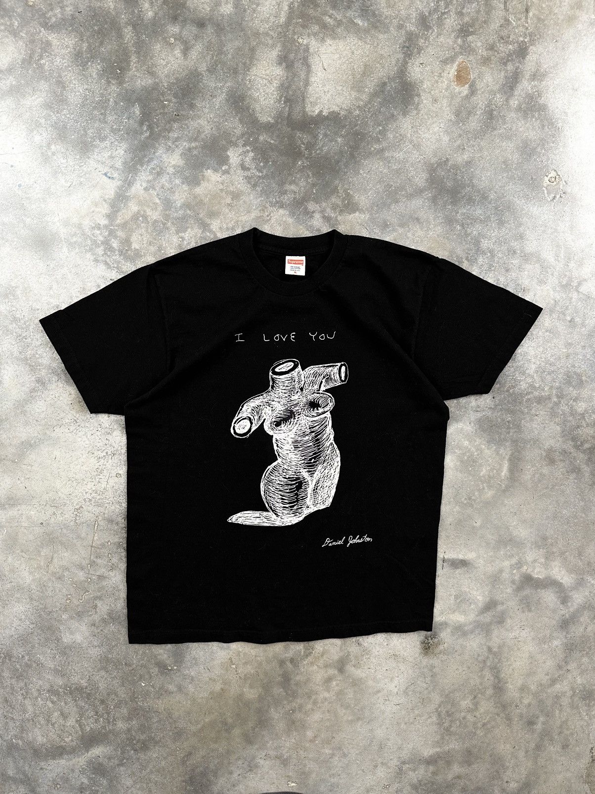 image of Supreme X Daniel Johnston " I Love You " Tee Naked Woman in Black, Men's (Size XL)