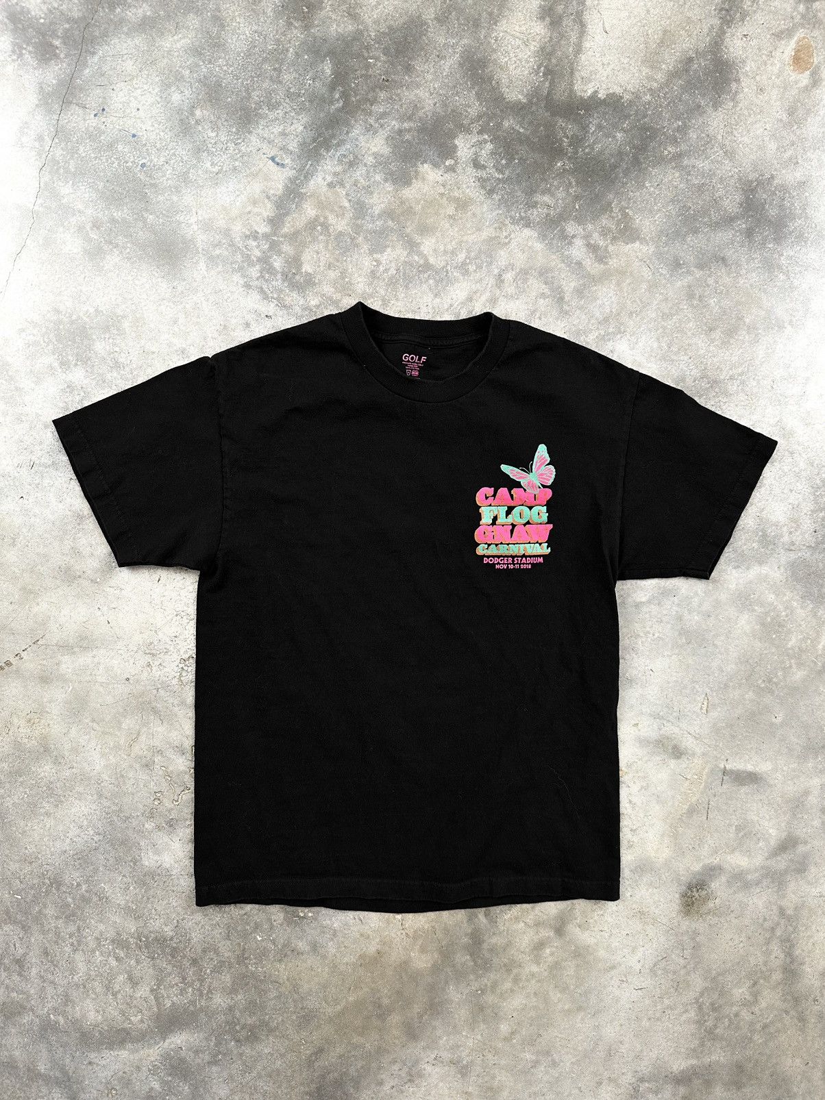 Golf Wang Golf Wang Camp Flog Gnaw Black Butterfly Logo Tee Sz. Large Size US L / EU 52-54 / 3 - 3 Thumbnail