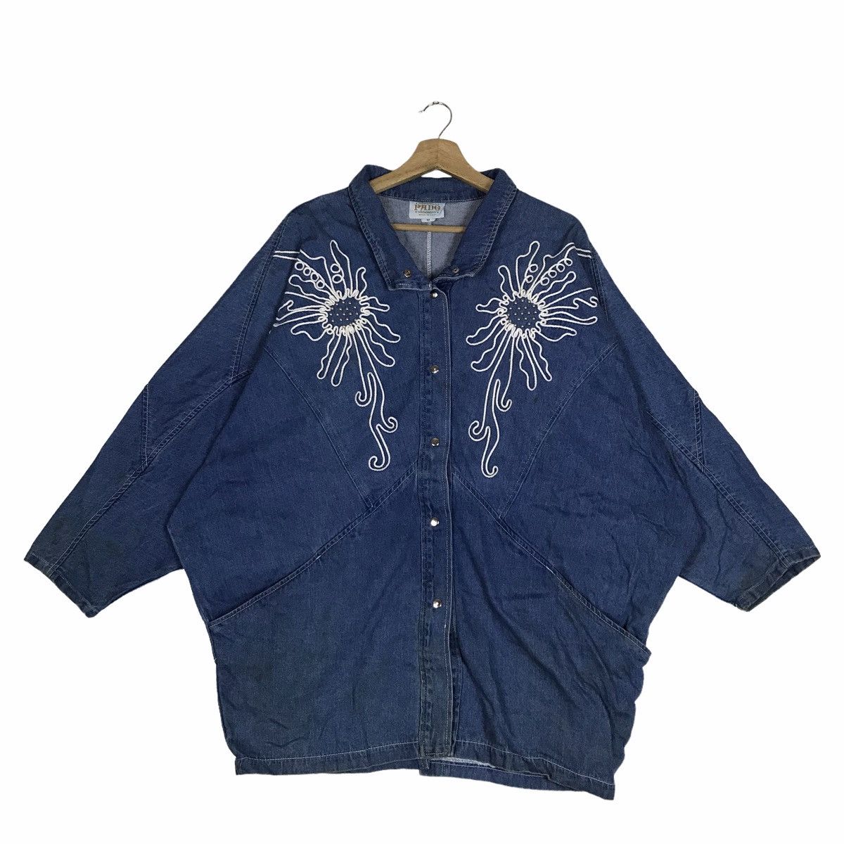 Vintage Pado Floral Art Sukajan Denim Jeans Parka Jacket
