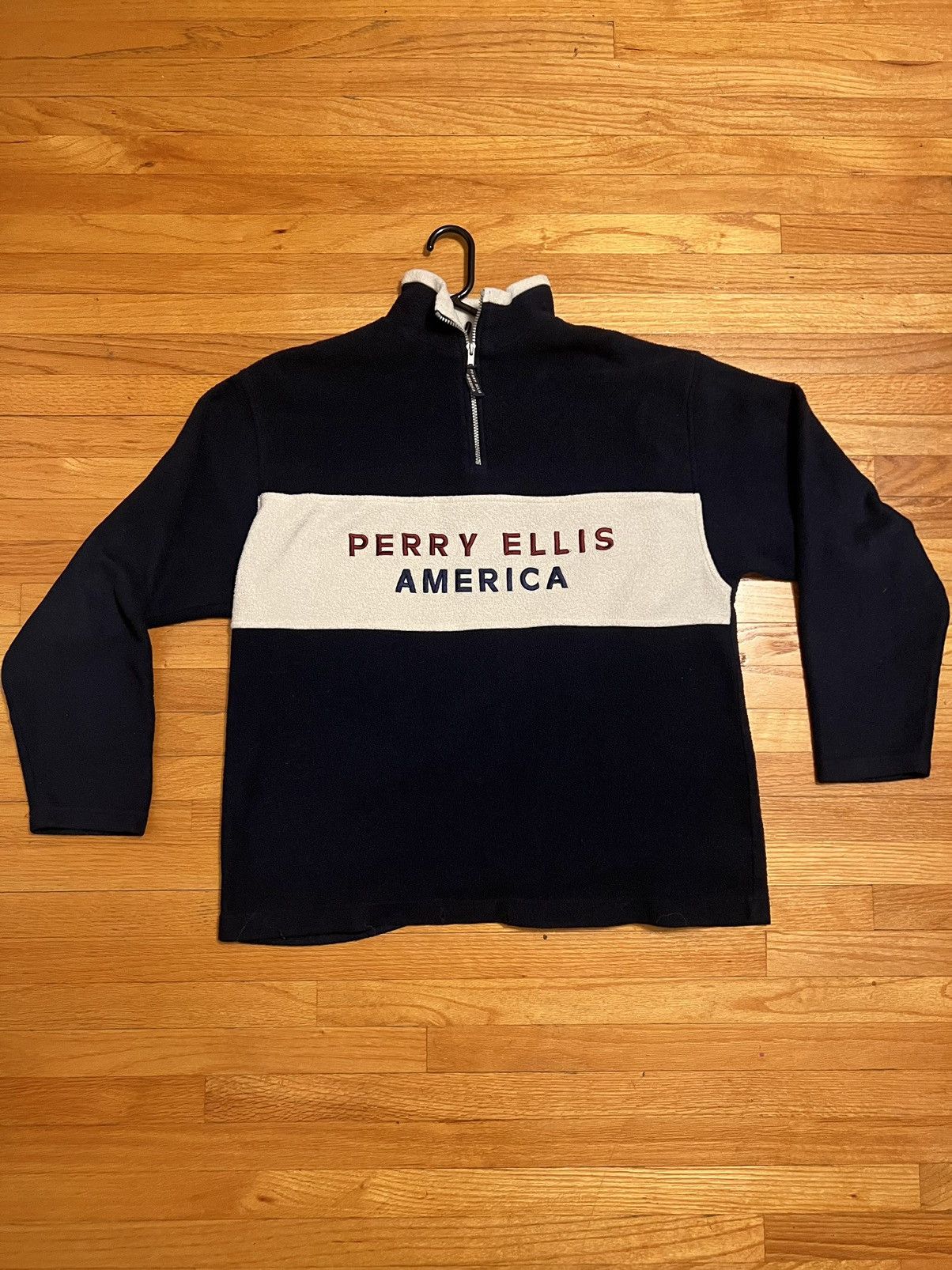 Perry Ellis × Vintage Vintage Perry Ellis Quarter Zip Fleece Size US L / EU 52-54 / 3 - 1 Thumbnail