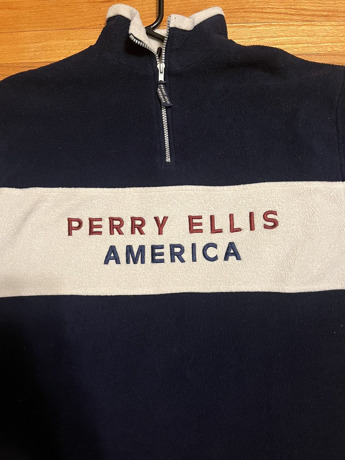 Perry Ellis × Vintage Vintage Perry Ellis Quarter Zip Fleece Size US L / EU 52-54 / 3 - 2 Thumbnail