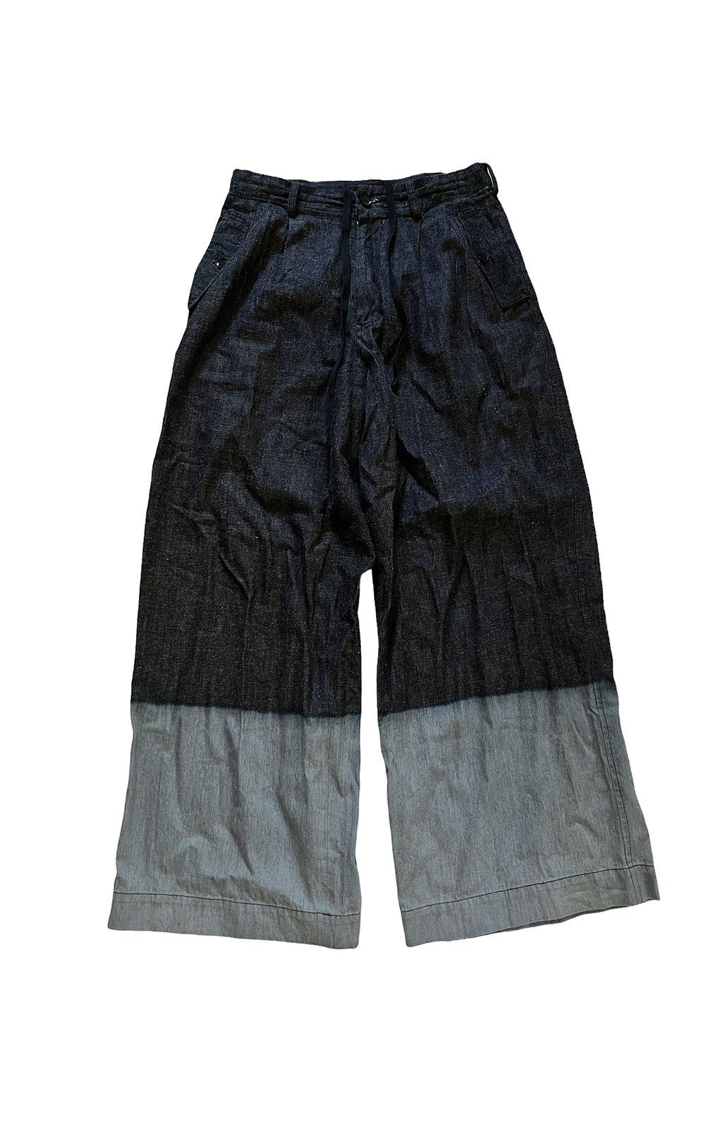 image of Yohji Yamamoto Dip Dye Wide Leg Hakama in Black, Men's (Size 28)