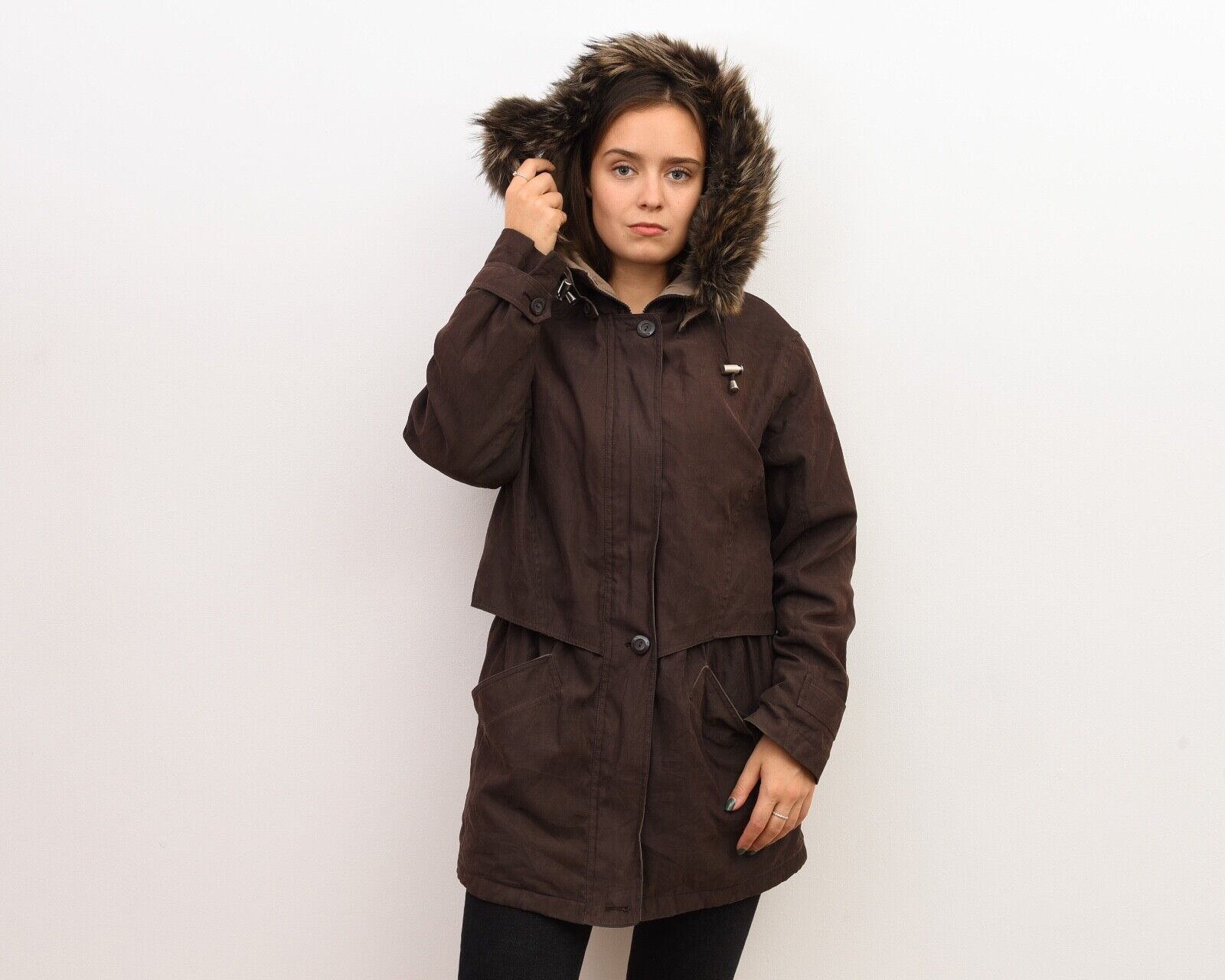 London Fog × Vintage Women M Parka Jacket Coat Slightly Insulate Removable Hood Size M / US 6-8 / IT 42-44 - 2 Thumbnail