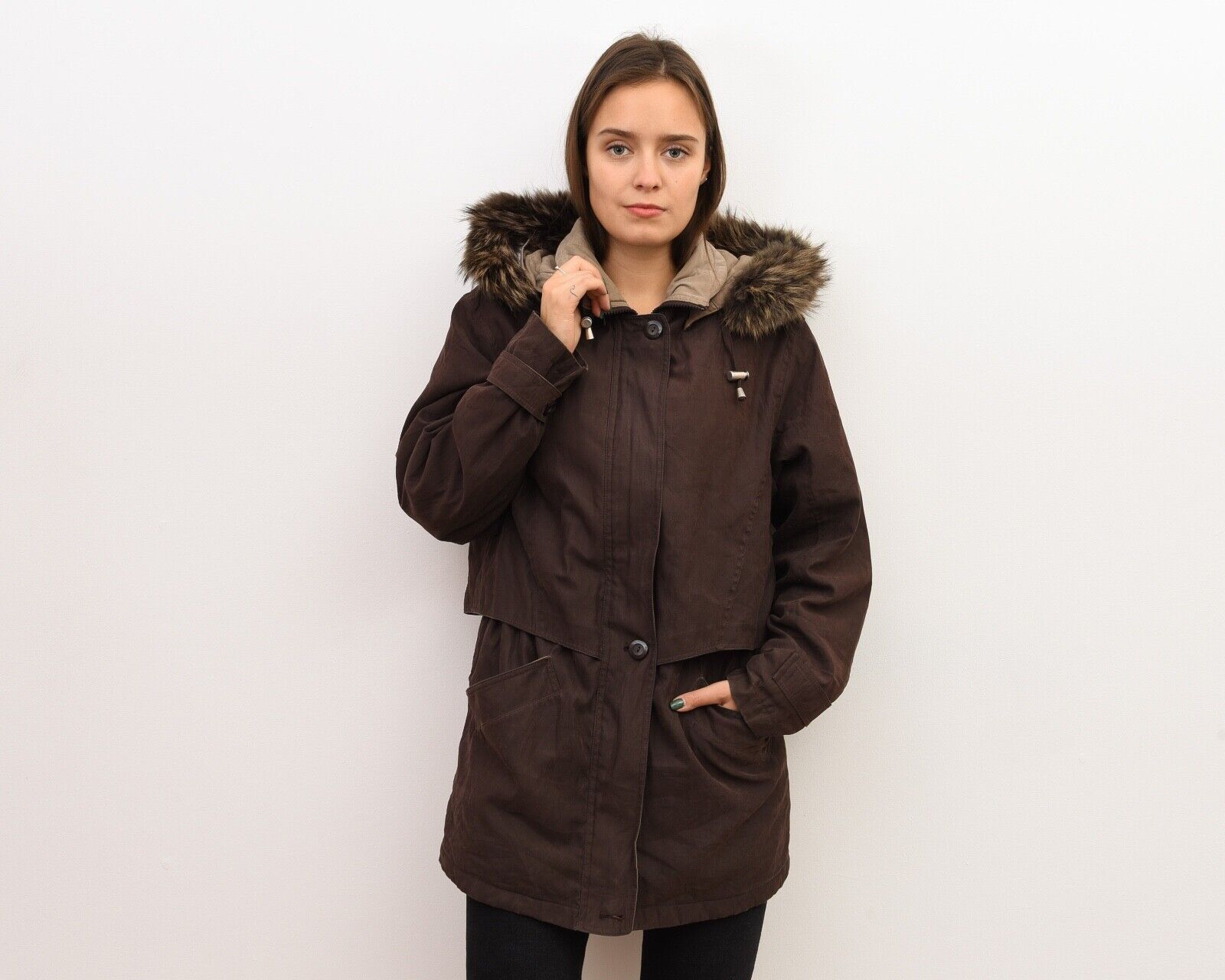 London Fog × Vintage Women M Parka Jacket Coat Slightly Insulate Removable Hood Size M / US 6-8 / IT 42-44 - 4 Thumbnail