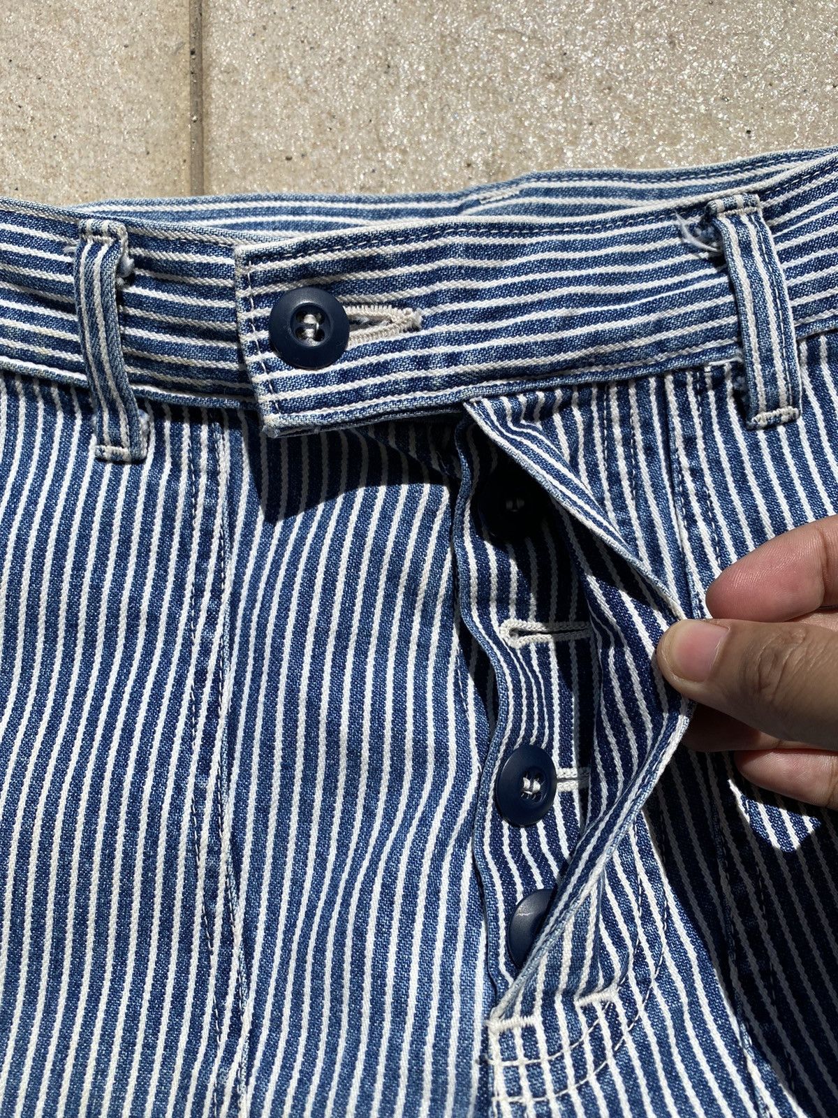 Japanese Brand × Post Overalls 💥POST OVERALLS “Double Knees” Hickory Stripe Bush Pant Size US 30 / EU 46 - 7 Thumbnail