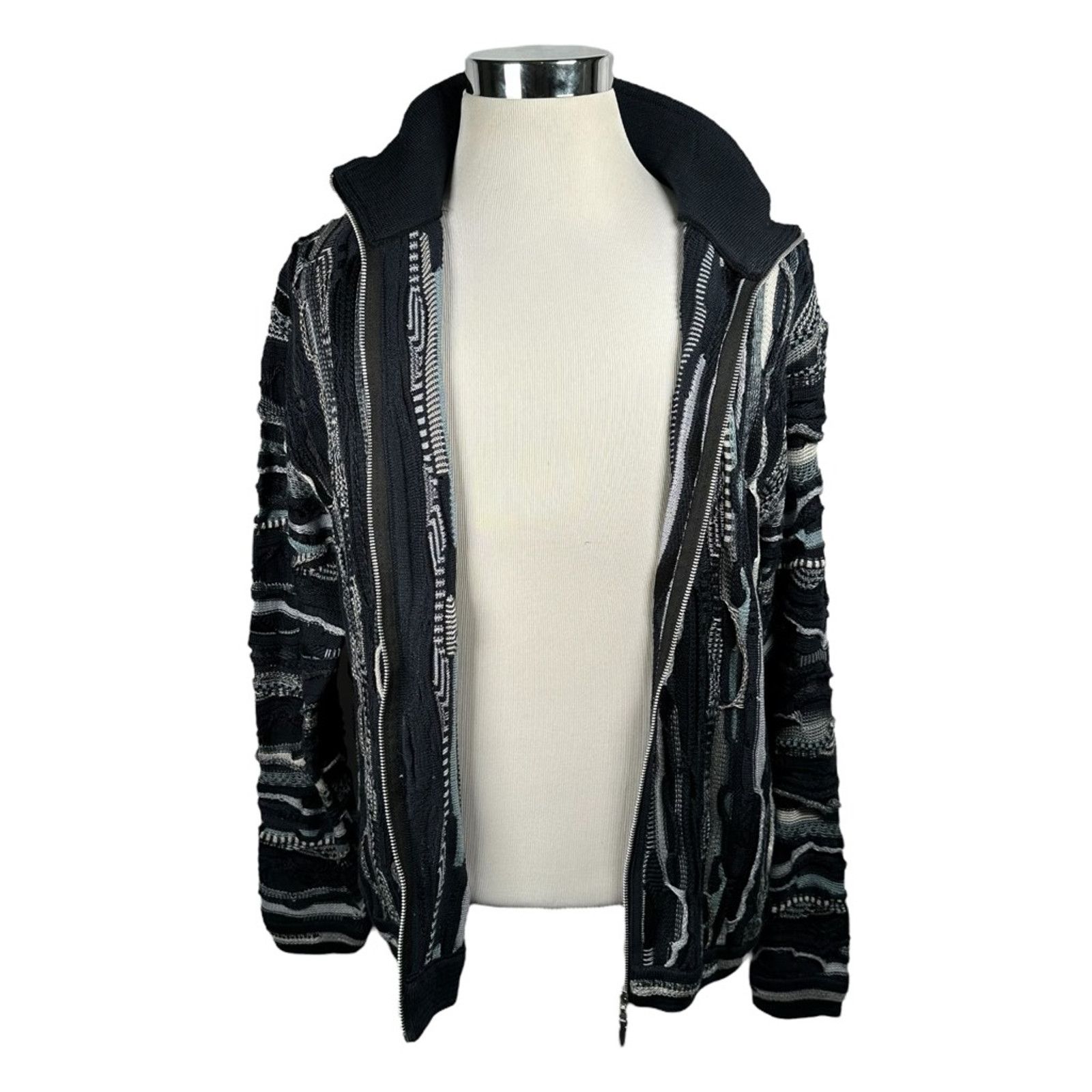 Coogi Coogi Full Zip Sweater Blue Gray Black Australia Vintage M Size US M / EU 48-50 / 2 - 4 Thumbnail