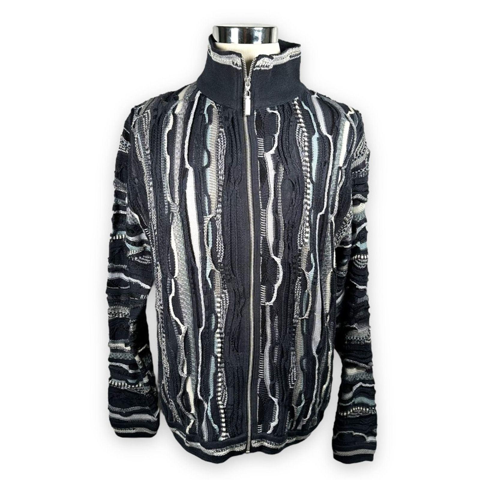 Coogi Coogi Full Zip Sweater Blue Gray Black Australia Vintage M Size US M / EU 48-50 / 2 - 1 Thumbnail