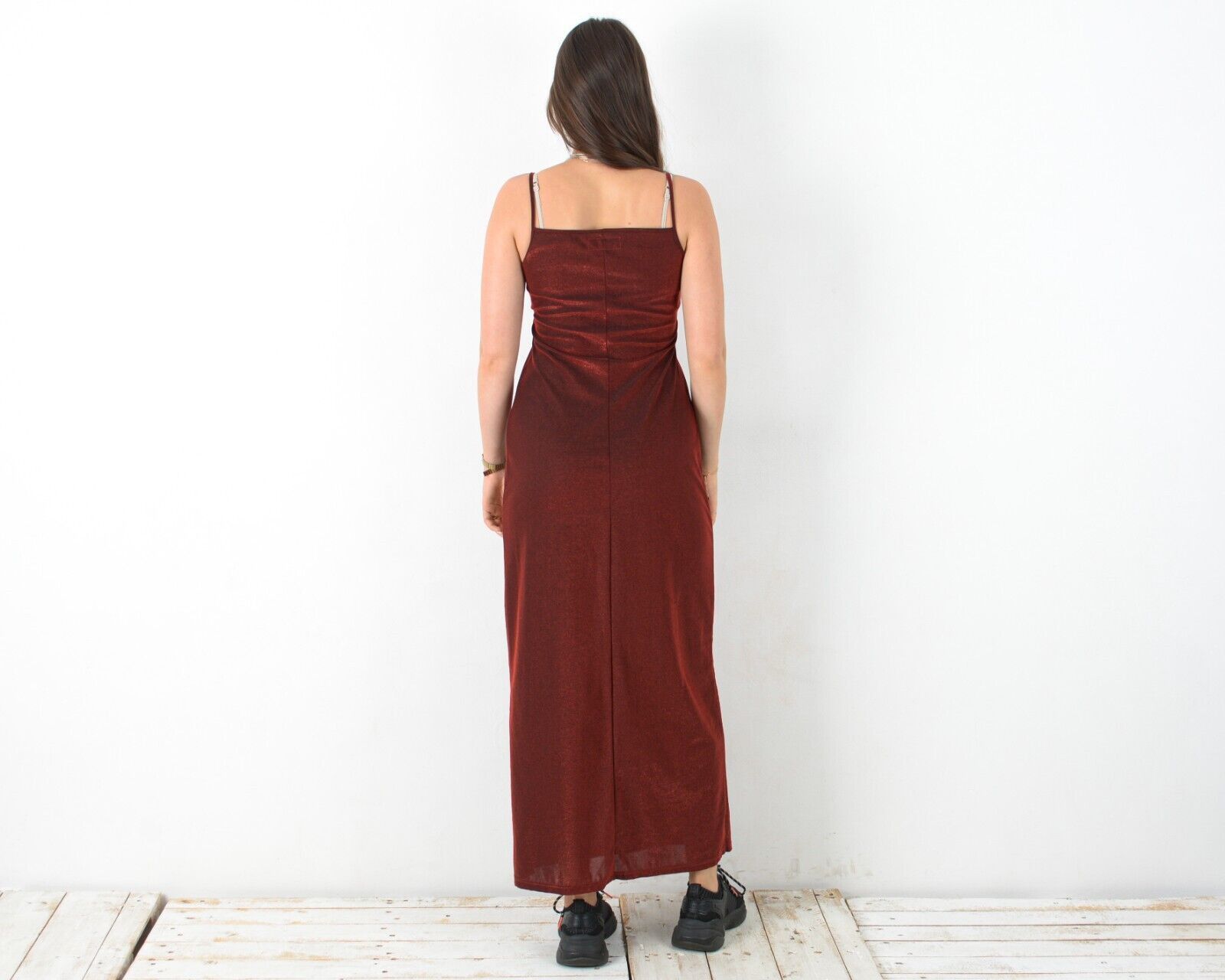 Vintage Y2K French Slip Shimmer Spaghetti Strap Dress Sequin Maxi Size M / US 6-8 / IT 42-44 - 4 Thumbnail