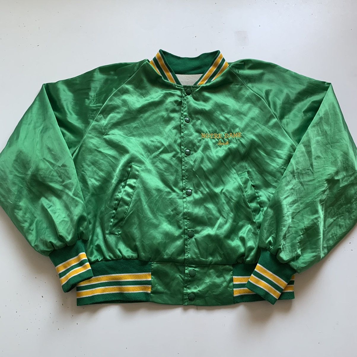 Champion Notre Dame University Nylon Jacket, Men's Size L Nylon green type Vintage Second Hand