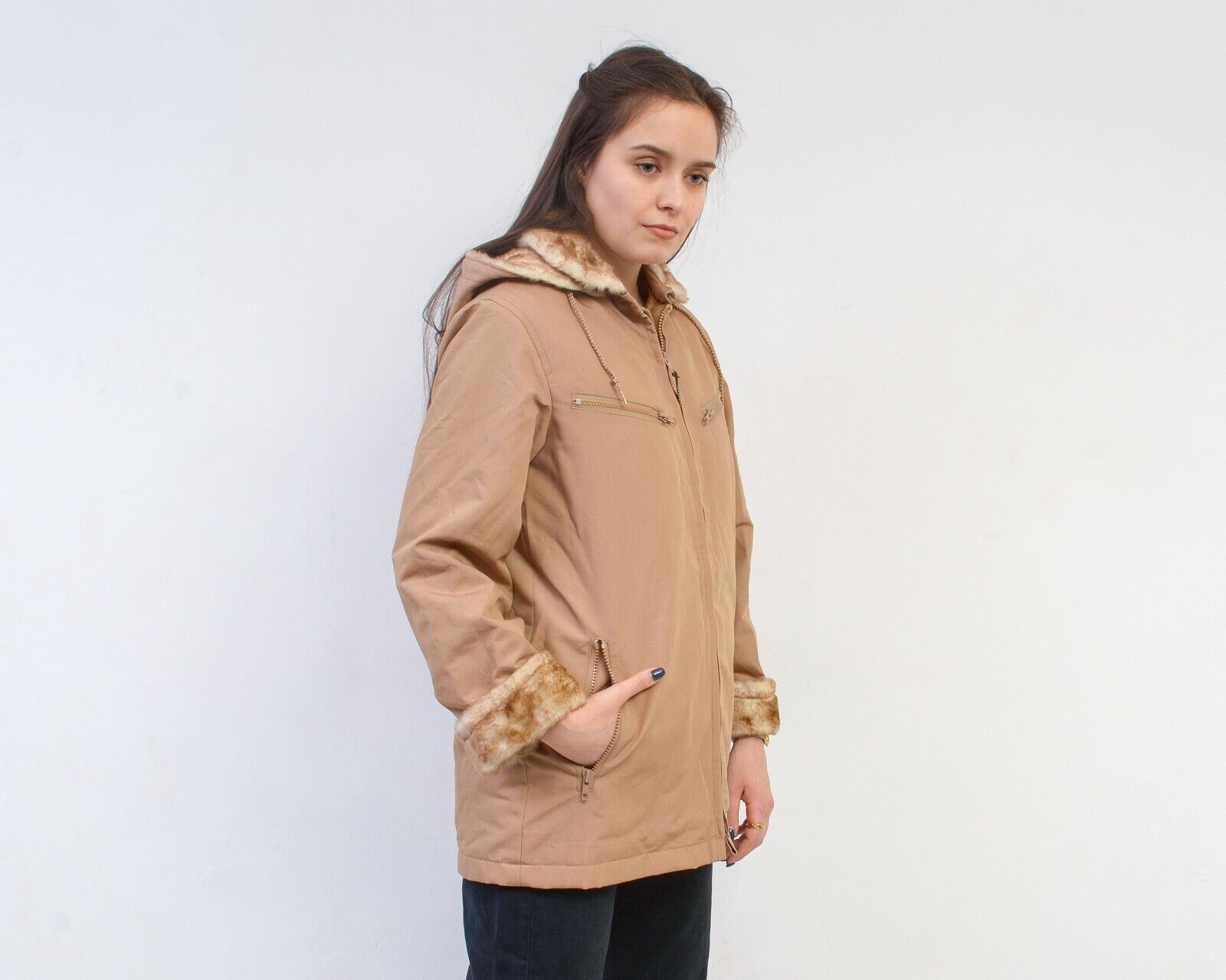 London Fog × Vintage Women's Parka Jacket Coat Faux Fur Insulate Hooded Zip Up Size S / US 4 / IT 40 - 3 Thumbnail