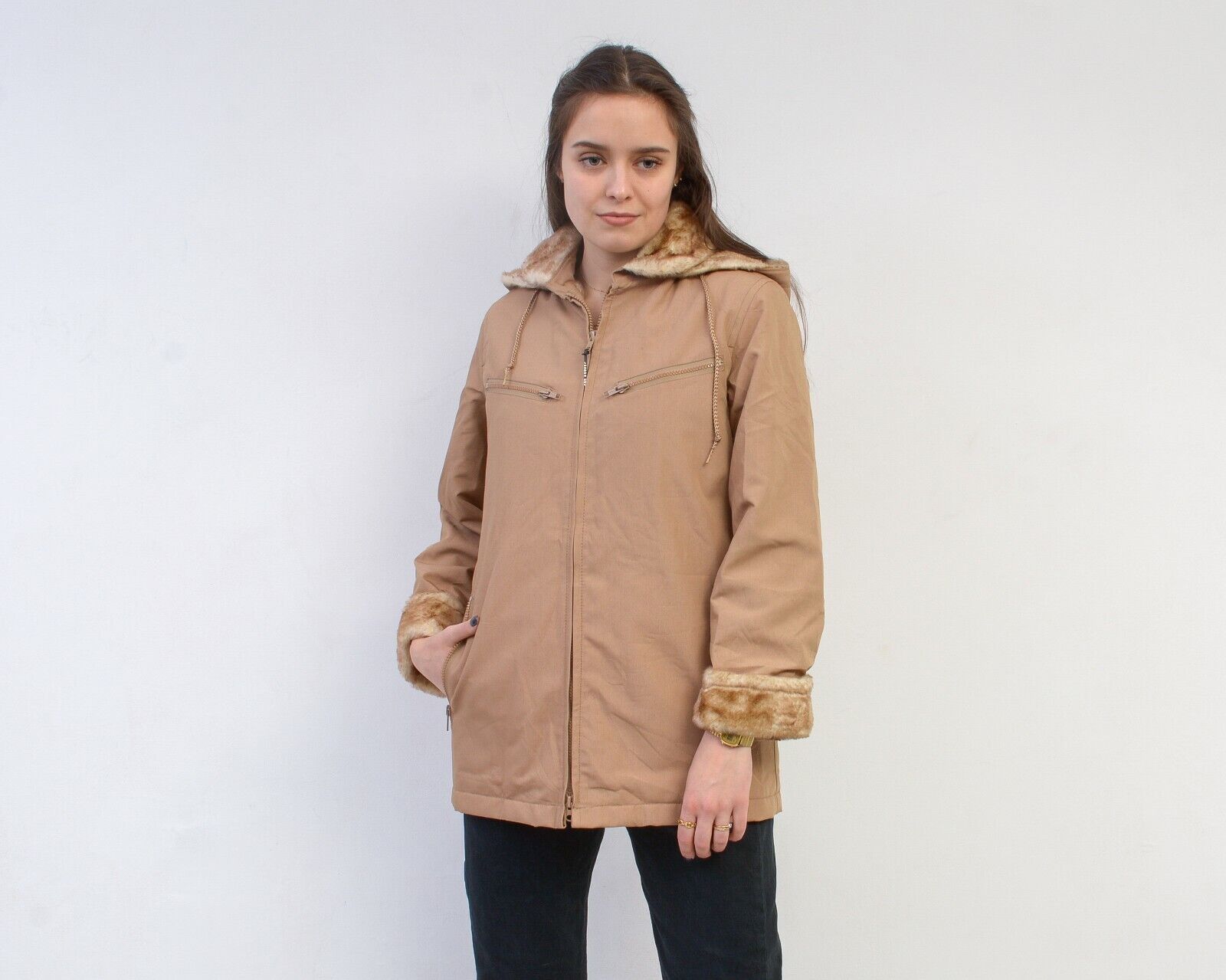London Fog × Vintage Women's Parka Jacket Coat Faux Fur Insulate Hooded Zip Up Size S / US 4 / IT 40 - 1 Thumbnail