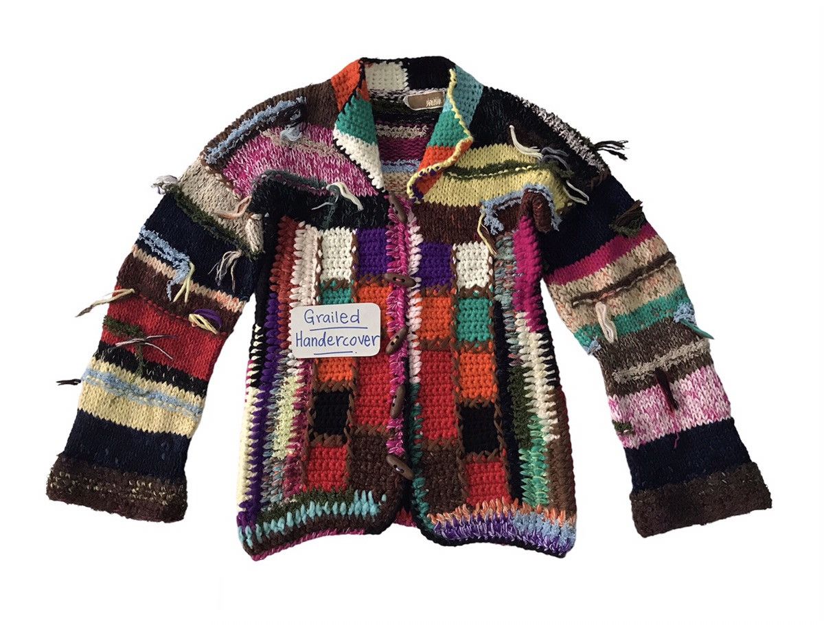 Japanese Brand Rare Coloured Cabel Knitwear Patchwork Jacket Size US S / EU 44-46 / 1 - 1 Thumbnail