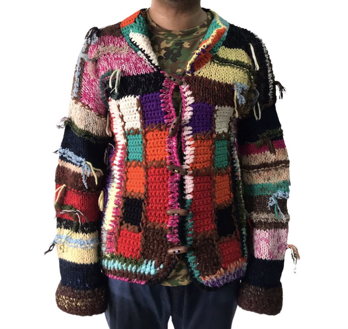 Japanese Brand Rare Coloured Cabel Knitwear Patchwork Jacket Size US S / EU 44-46 / 1 - 3 Thumbnail
