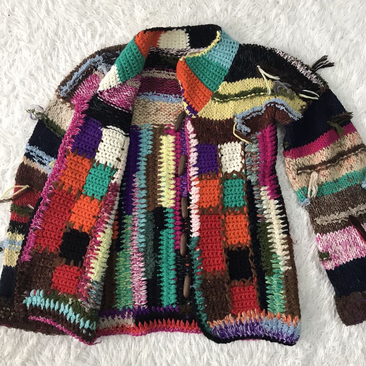 Japanese Brand Rare Coloured Cabel Knitwear Patchwork Jacket Size US S / EU 44-46 / 1 - 13 Thumbnail