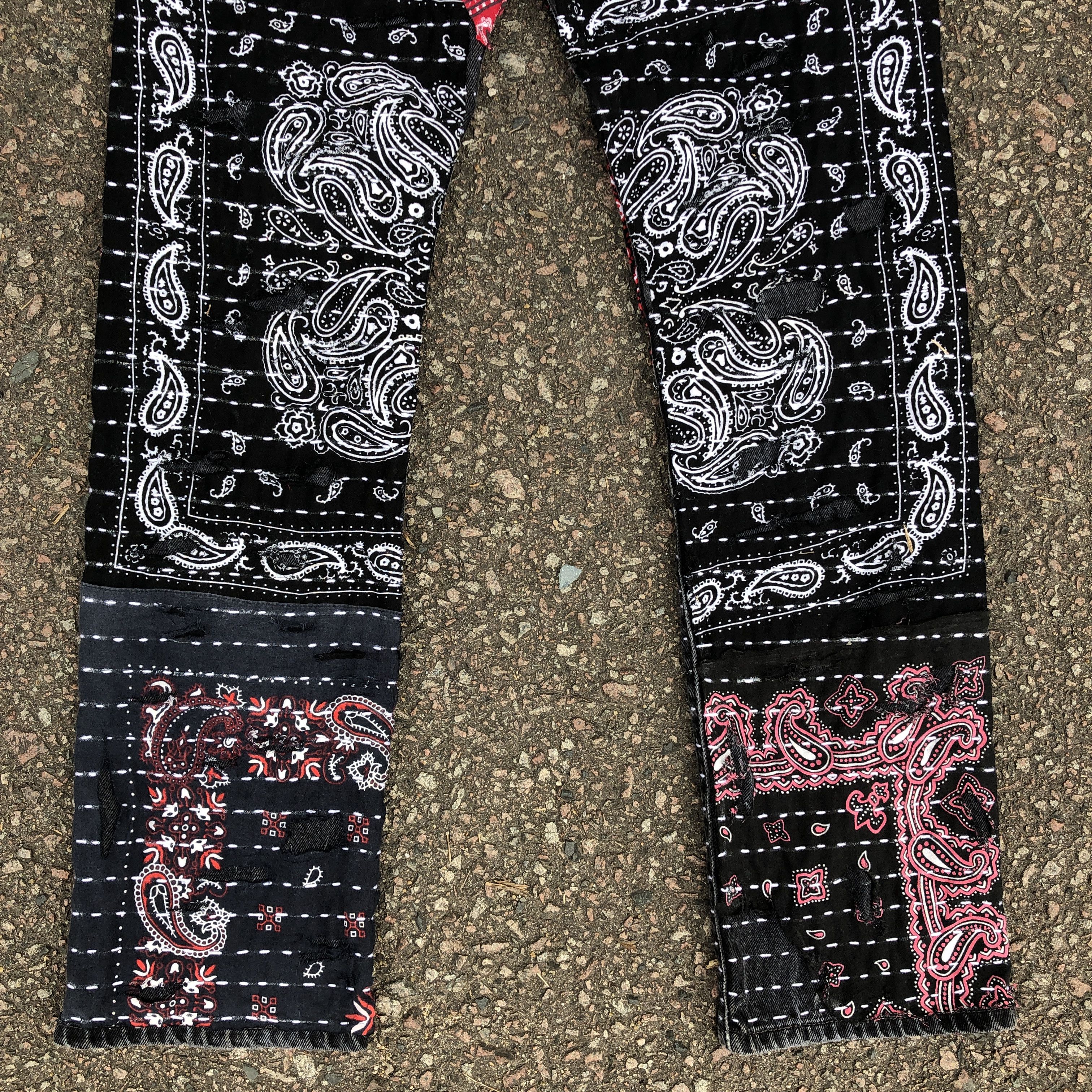 Levi's Levis 501 Jeans Proletareart Paisley Sashiko Boro Patch Work Size US 32 / EU 48 - 7 Thumbnail