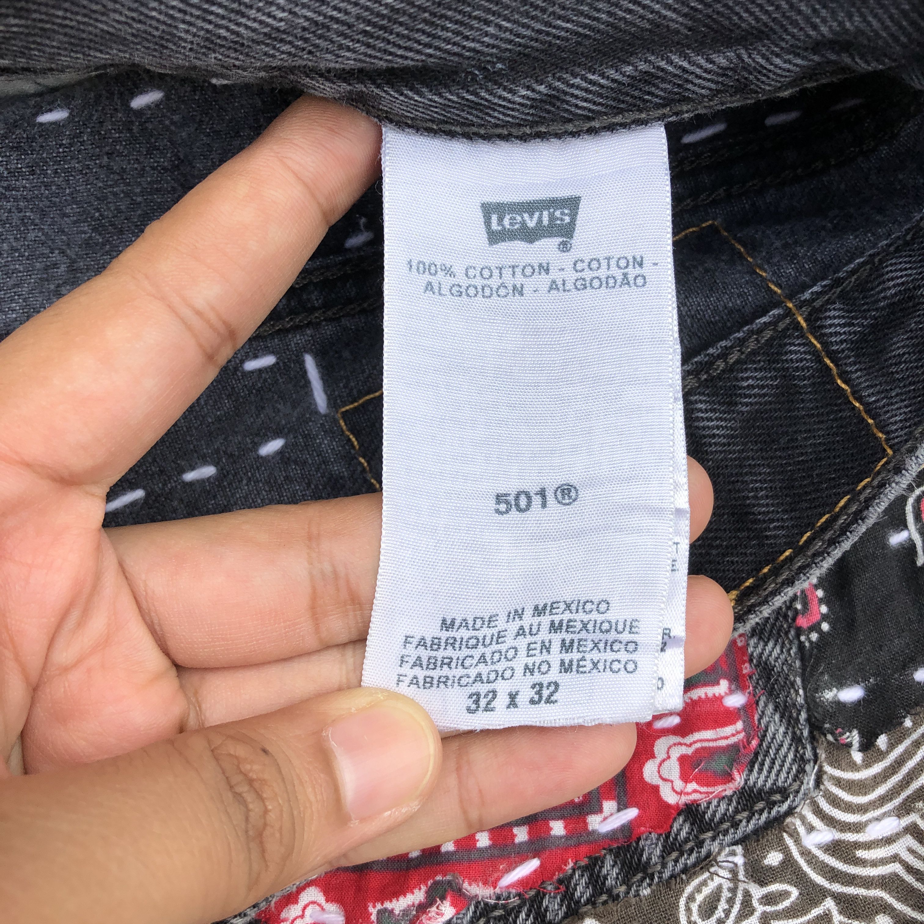 Levi's Levis 501 Jeans Proletareart Paisley Sashiko Boro Patch Work Size US 32 / EU 48 - 10 Thumbnail