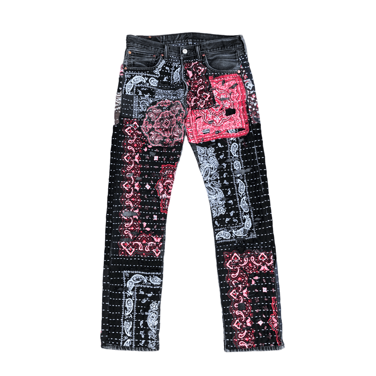 Levi's Levis 501 Jeans Proletareart Paisley Sashiko Boro Patch Work Size US 32 / EU 48 - 2 Thumbnail