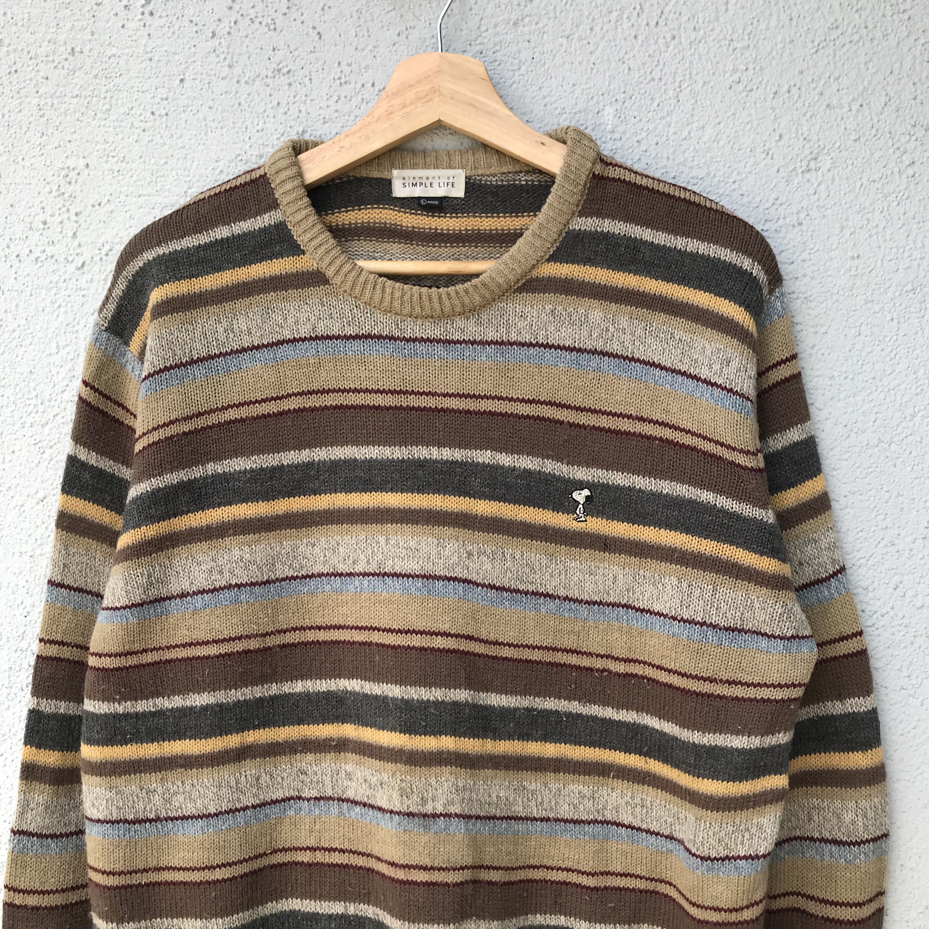 Element × Peanuts Element Simple Life X Snoopy Pullover Striped Knit Sweater Size US L / EU 52-54 / 3 - 2 Thumbnail