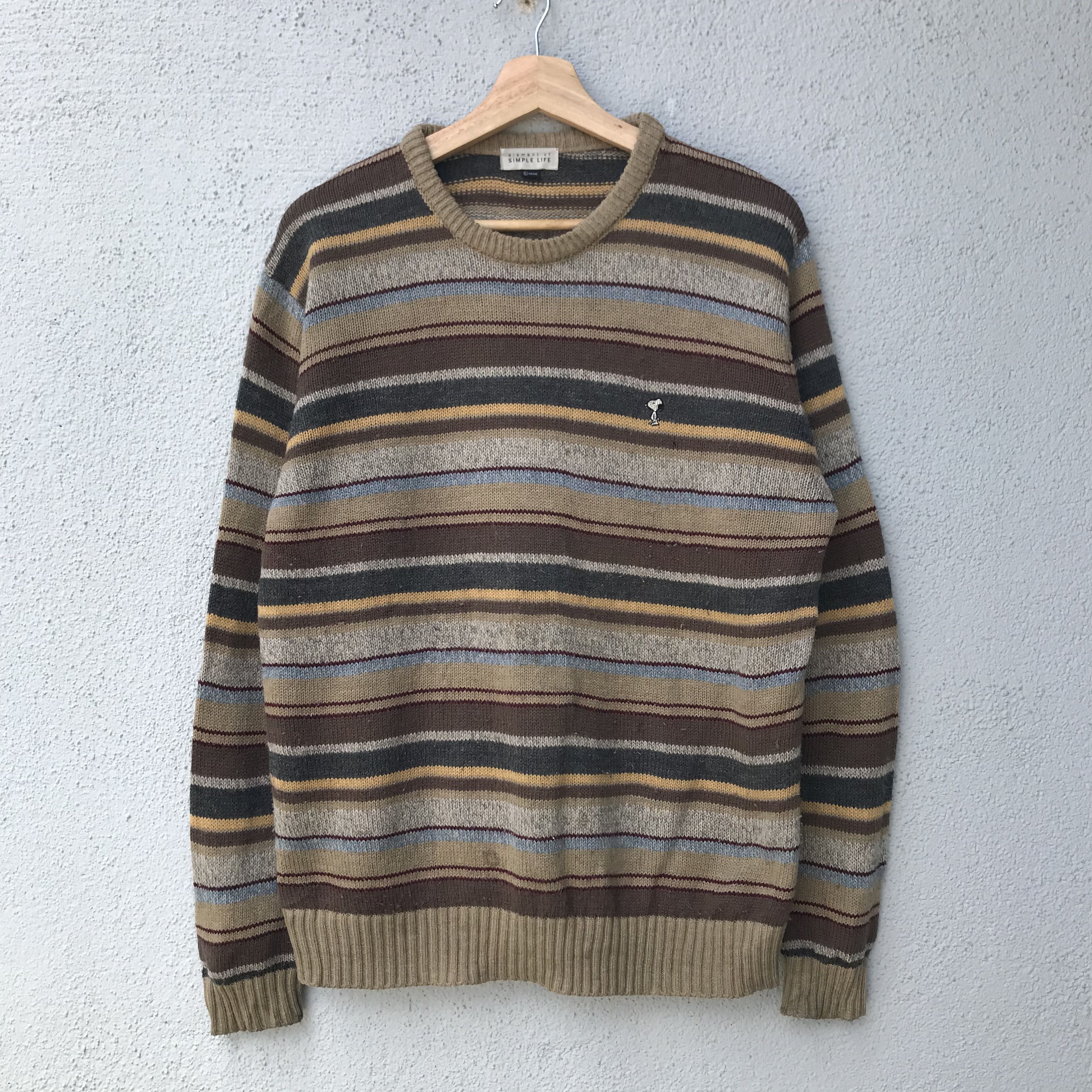 Element × Peanuts Element Simple Life X Snoopy Pullover Striped Knit Sweater Size US L / EU 52-54 / 3 - 1 Thumbnail