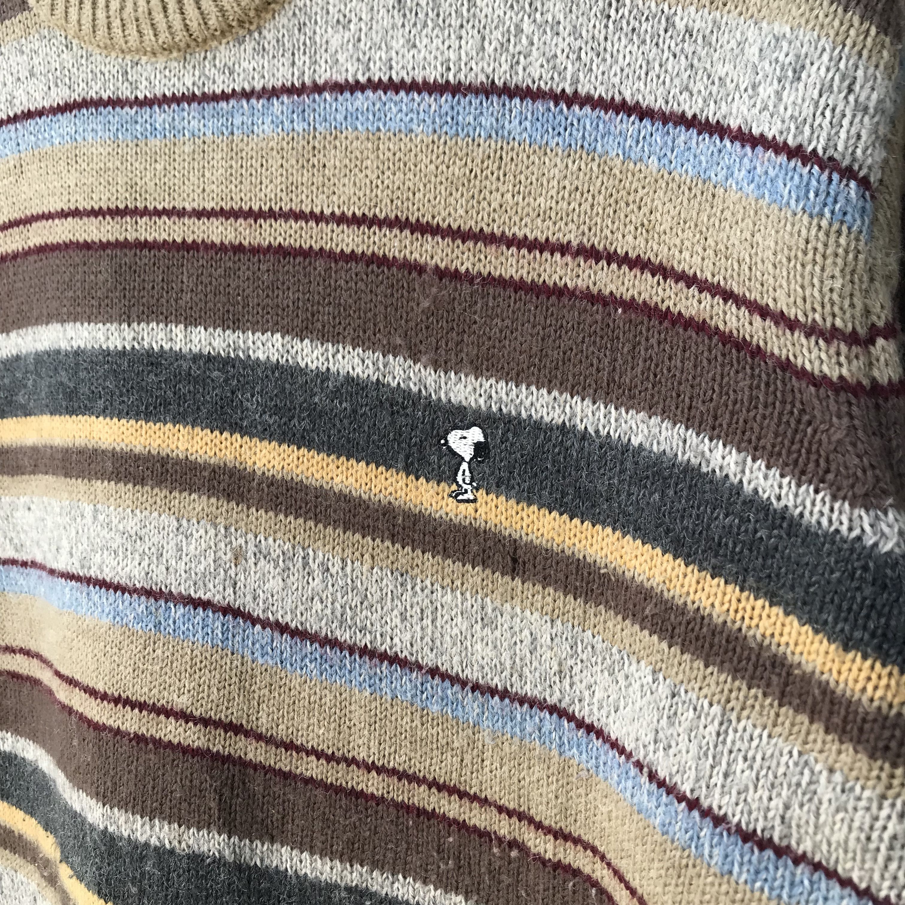 Element × Peanuts Element Simple Life X Snoopy Pullover Striped Knit Sweater Size US L / EU 52-54 / 3 - 7 Thumbnail