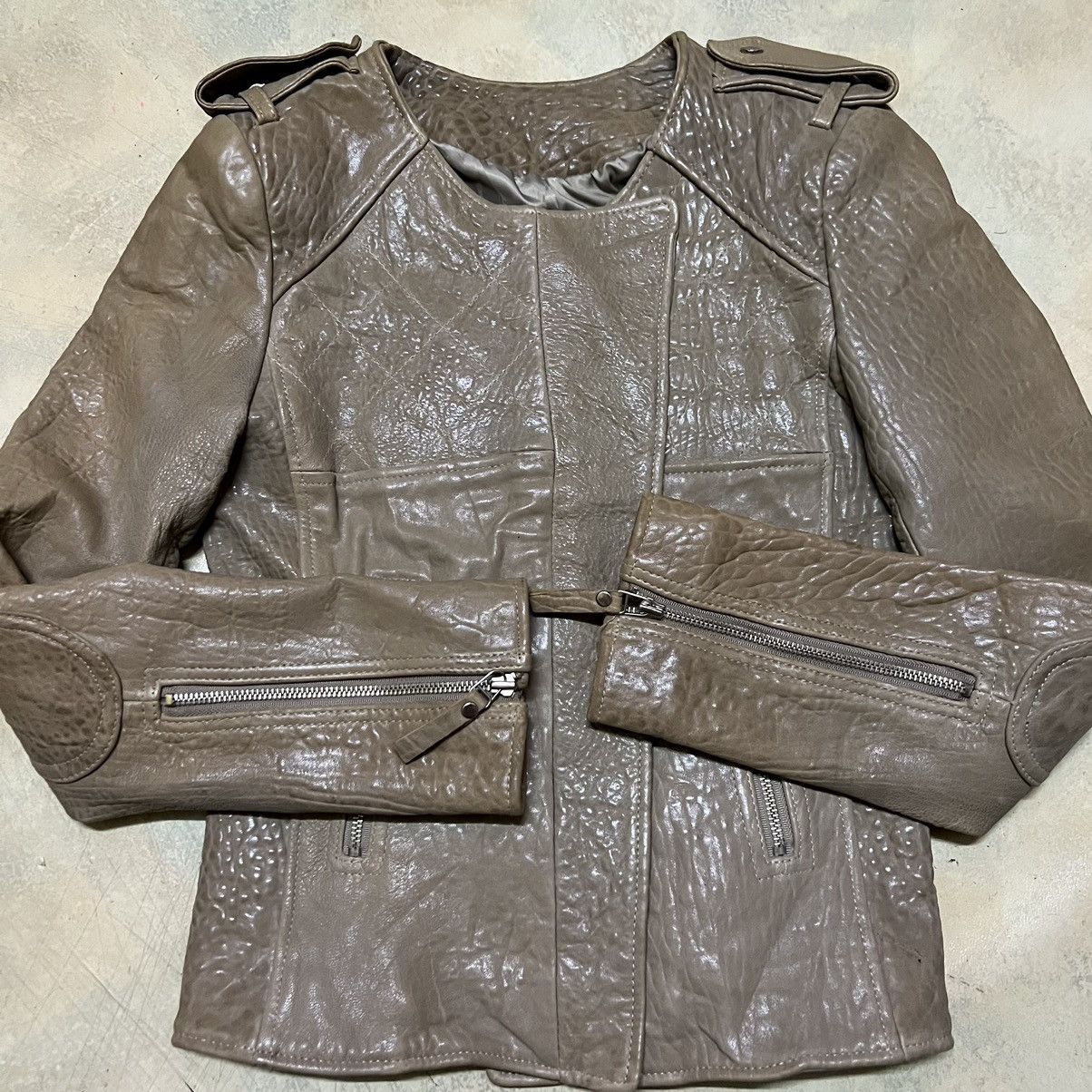 Japanese Brand Drawing Just Leather For Women Leather Jacket Size XS / US 0-2 / IT 36-38 - 7 Thumbnail