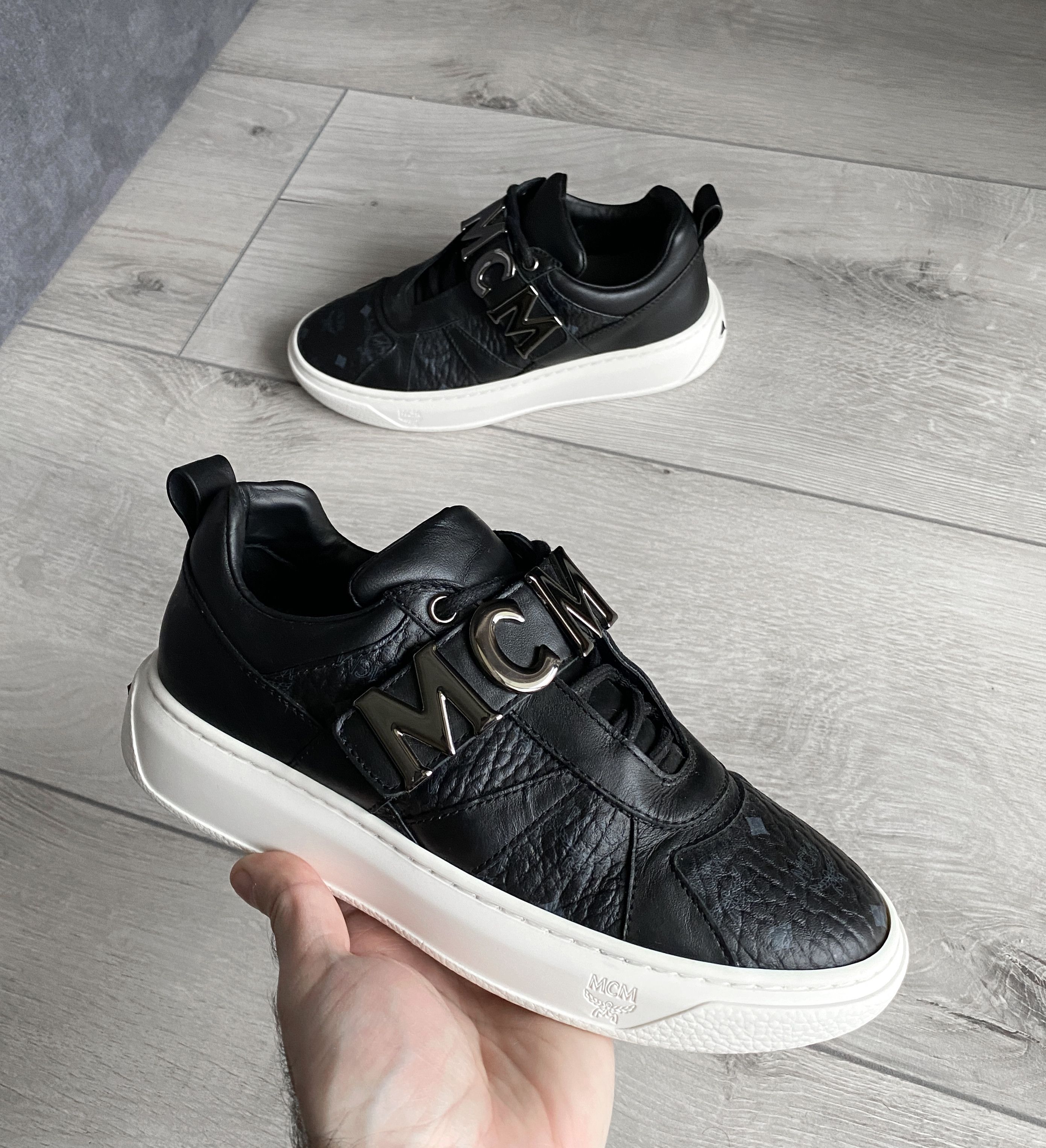 MCM MCM Logo-Strap Leather Mid-Top Sneakers Size US 6 / IT 36 - 1 Thumbnail