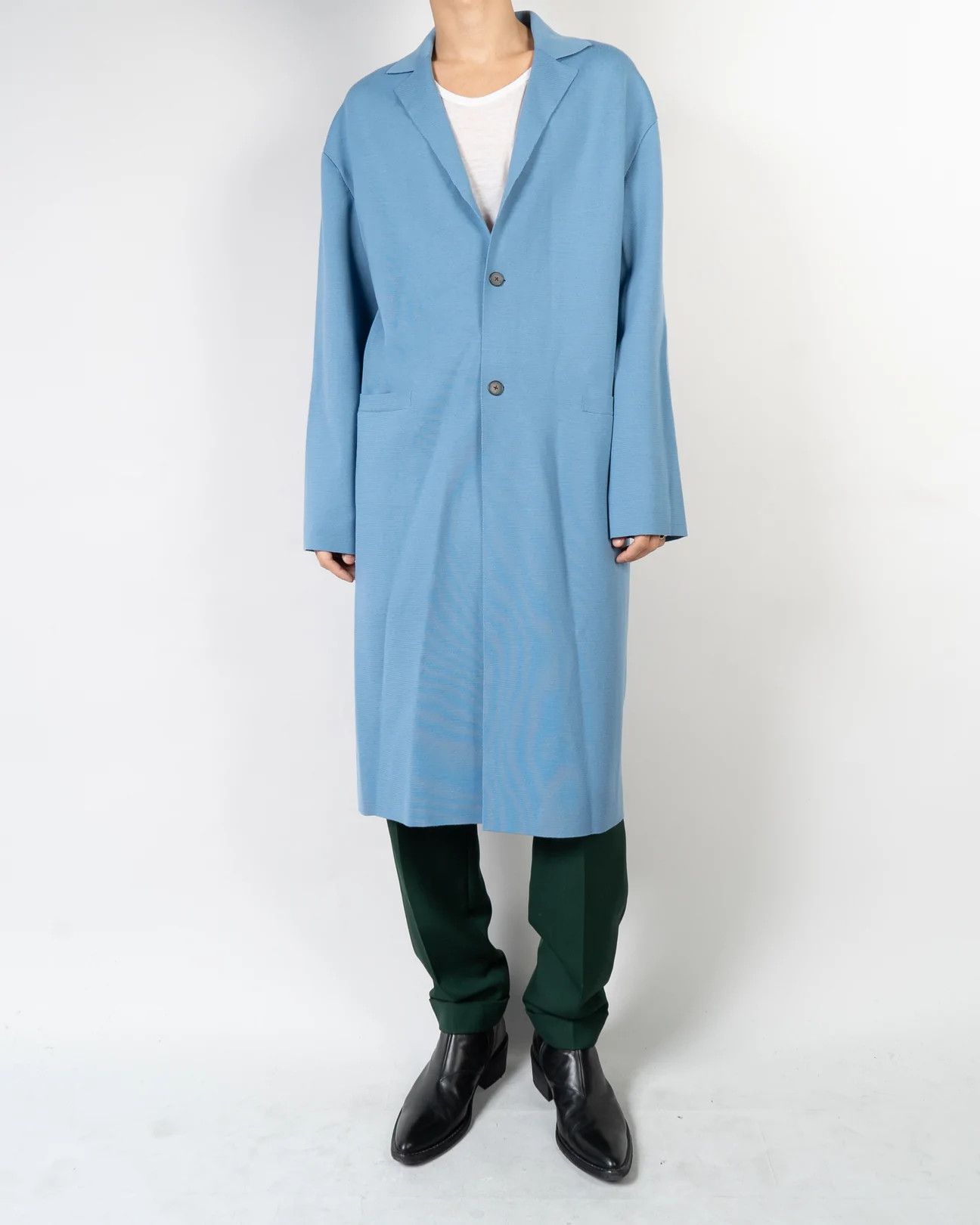 Haider Ackermann SS20 Lightblue Relaxed Knit Coat Size US S / EU 44-46 / 1 - 1 Thumbnail