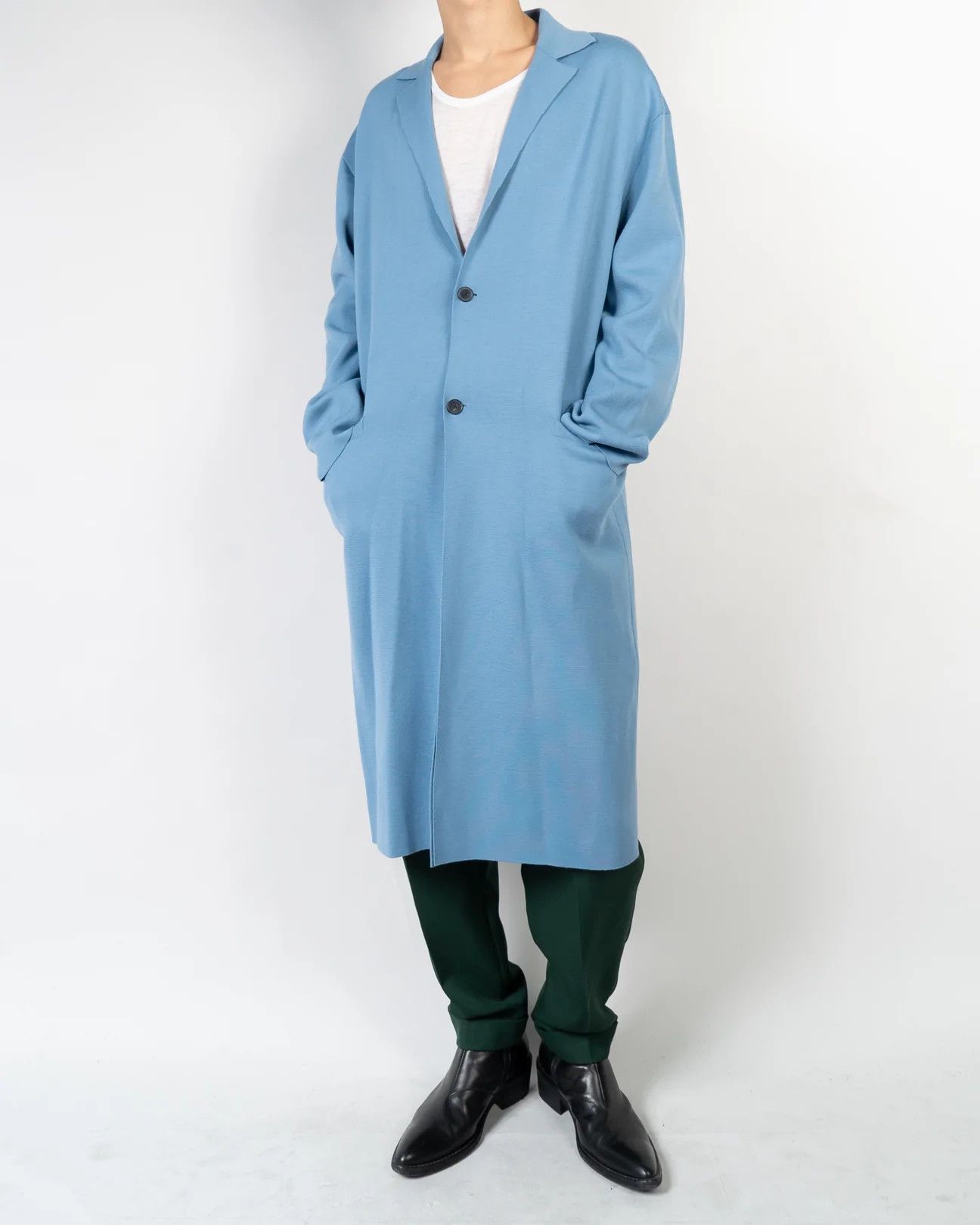 Haider Ackermann SS20 Lightblue Relaxed Knit Coat Size US S / EU 44-46 / 1 - 4 Thumbnail