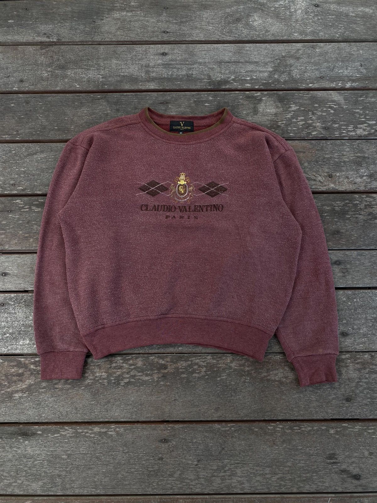 Valentino Vintage Claudio Valentino Paris Sweatshirt Maroon Size US M / EU 48-50 / 2 - 1 Thumbnail