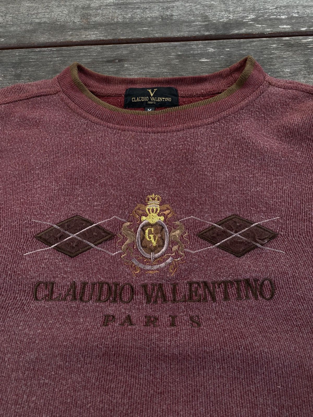Valentino Vintage Claudio Valentino Paris Sweatshirt Maroon Size US M / EU 48-50 / 2 - 2 Thumbnail