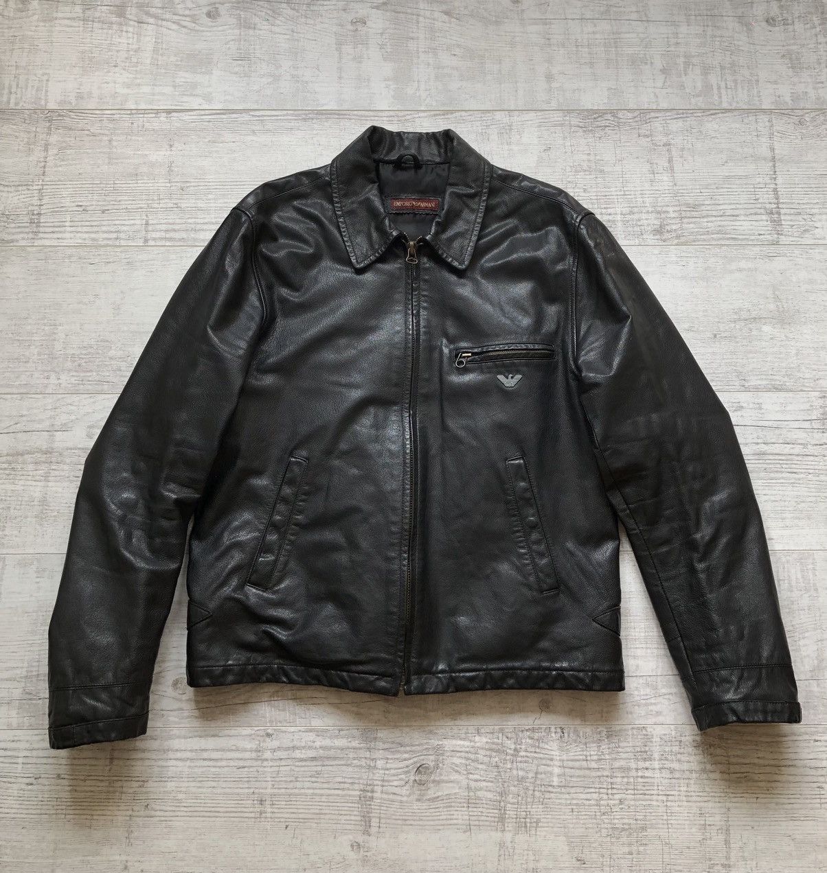 Vintage Armani Jeans Layered Leather Jacket Size XL main image 0