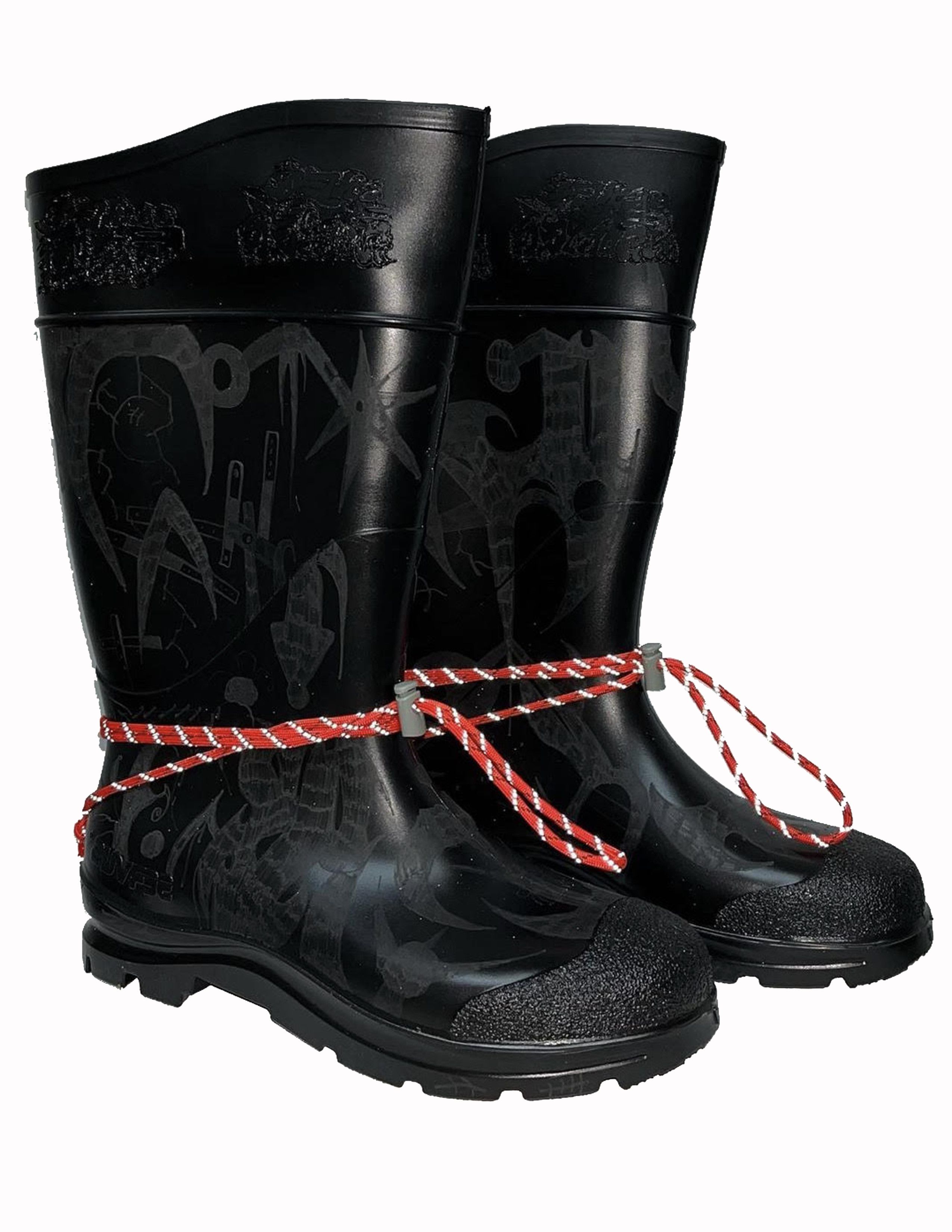 Asspizza OrderByDisorder 1/1 Engraved Rubber Boots Size US 9 / EU 42 - 1 Thumbnail