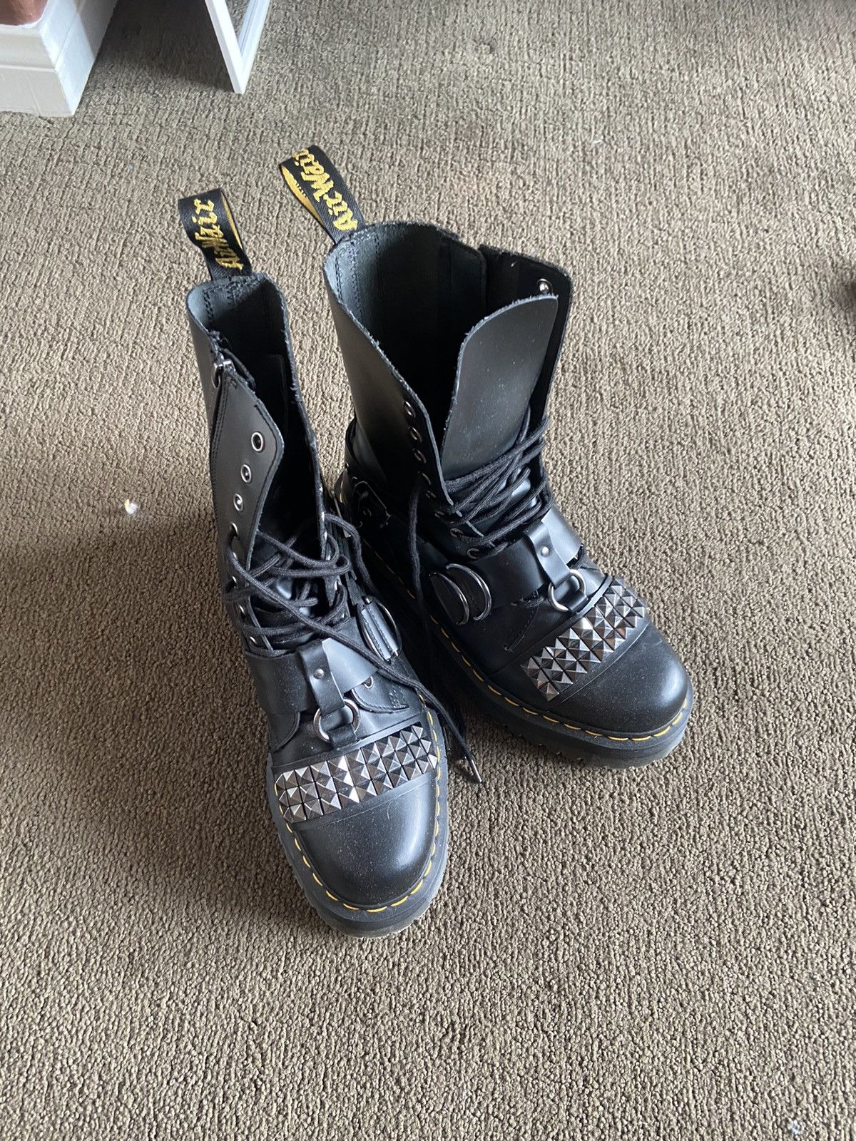 Dr. Martens ALEXIA Studded Motorcycle Boots, Size 7 (Women's, equivalent to 10.2 inches) /saa014830 Women's 26.0cm unclear black type Vintage Second Hand