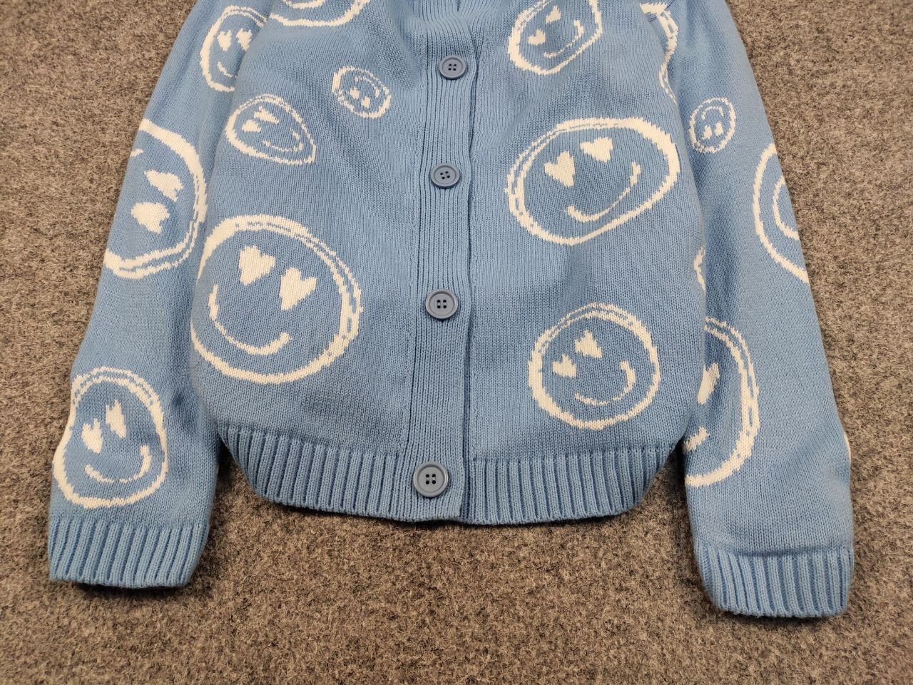 Japanese Brand Vintage 90's blue smiley logos Japanese style Knit Cardigan Size XS / US 0-2 / IT 36-38 - 8 Thumbnail