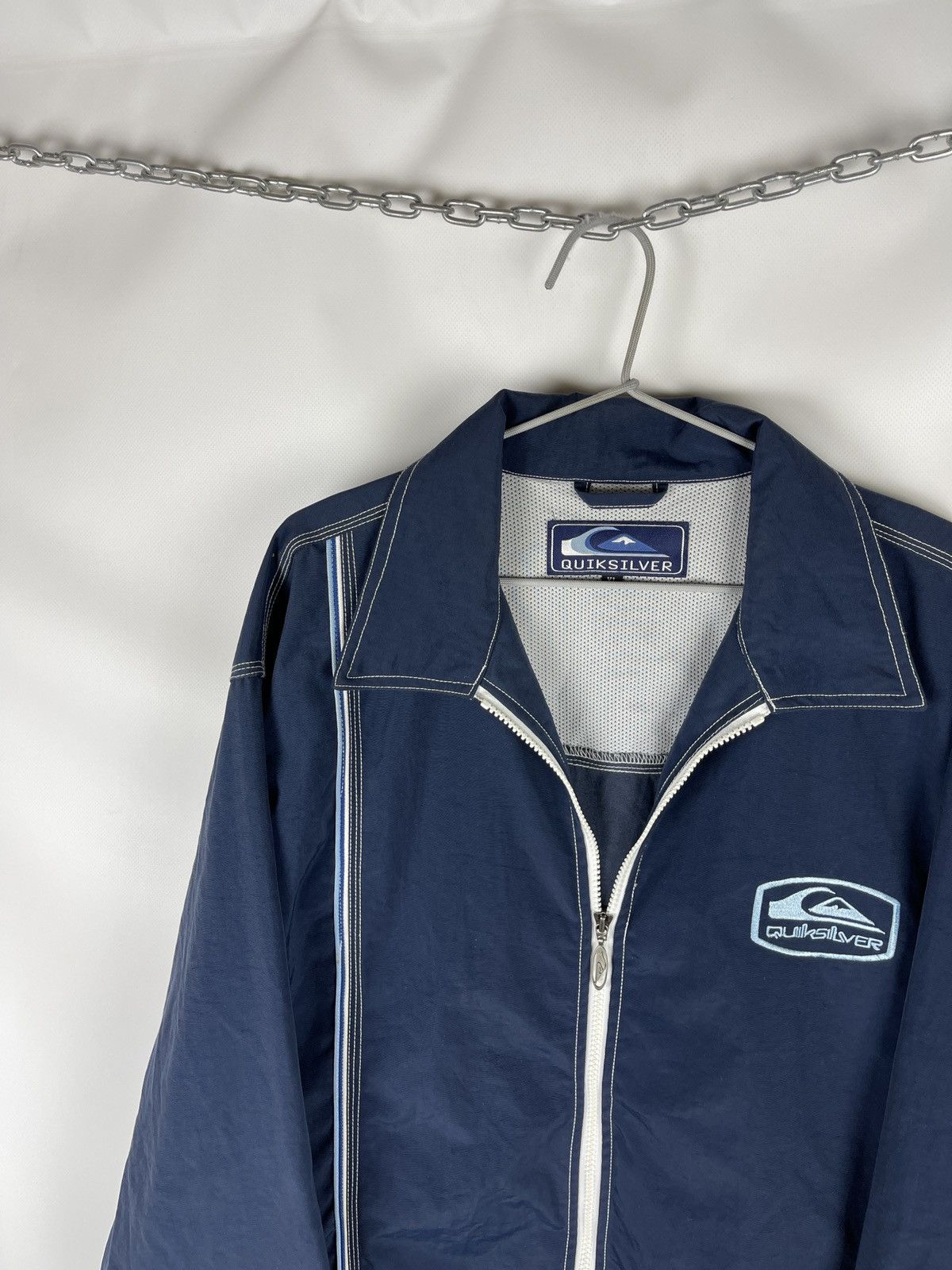 Quiksilver vintage embroidered logo striped nylon coach jckt