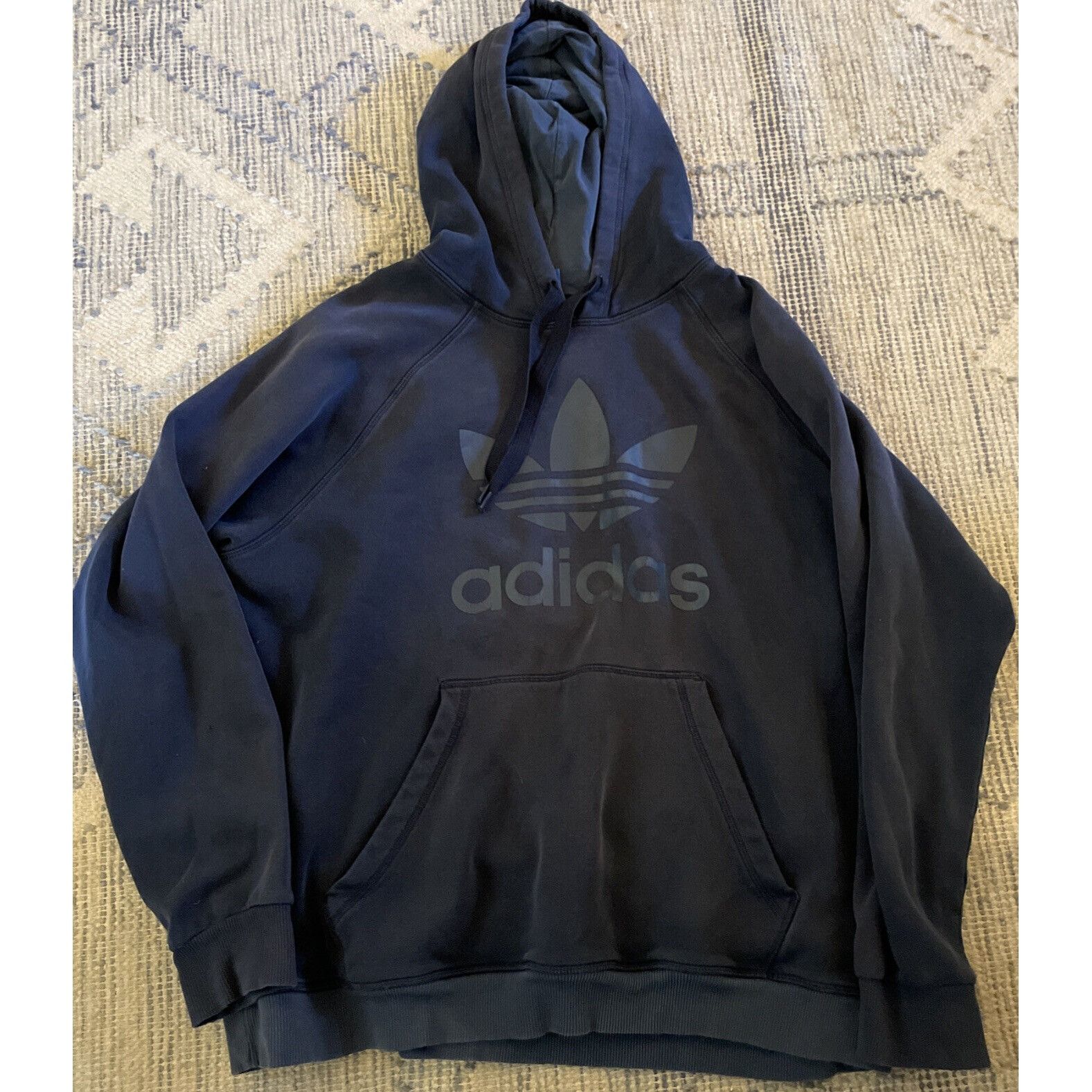 Adidas adidas Thick Jersey Knit Hoodie Tonal Logo in Weathered Navy ...