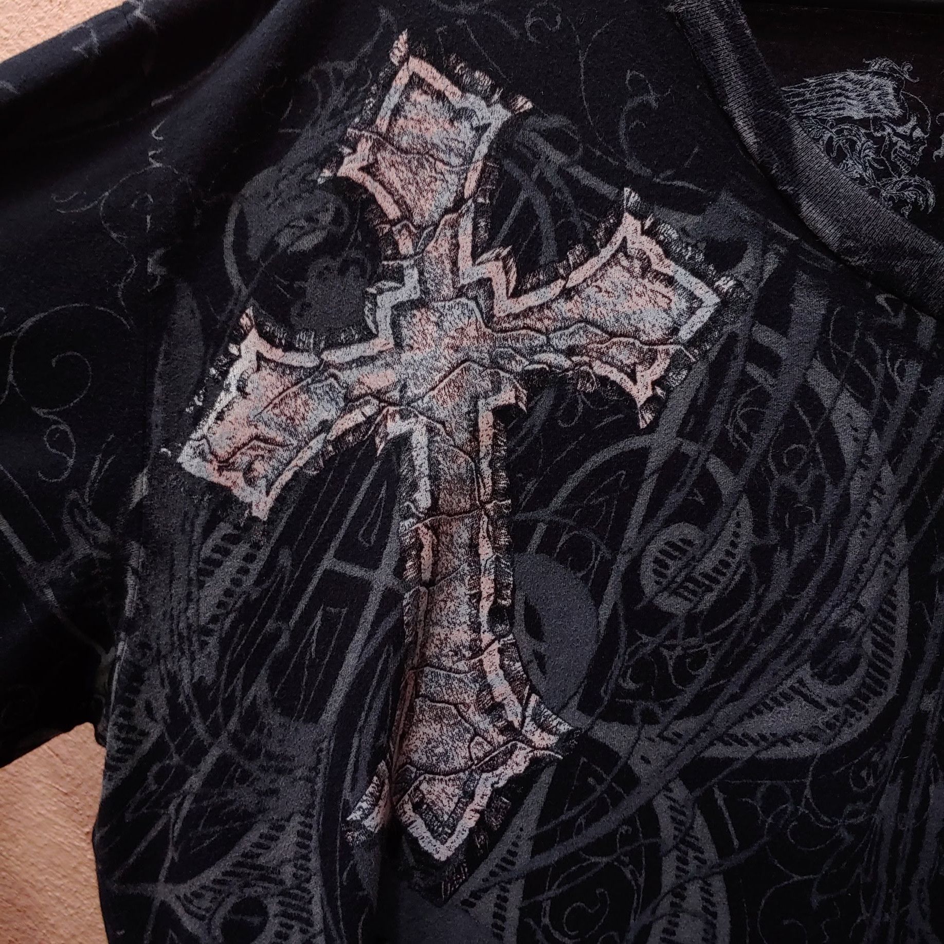 Affliction × Haunted Mound Y2K AFFLICTION BIG WINGS AND CROSS T SHIRT Size US XL / EU 56 / 4 - 5 Thumbnail